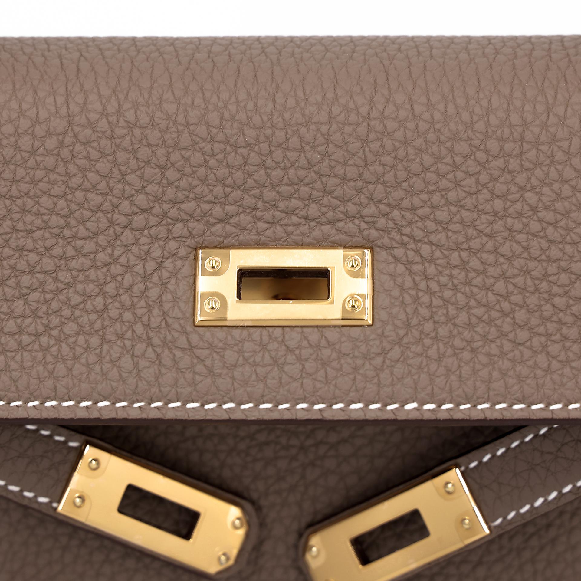 全新 HERMÈS 爱马仕 Kelly 25 18 大象灰 Etoupe Togo小牛皮 金扣 W刻 2024年 - 9