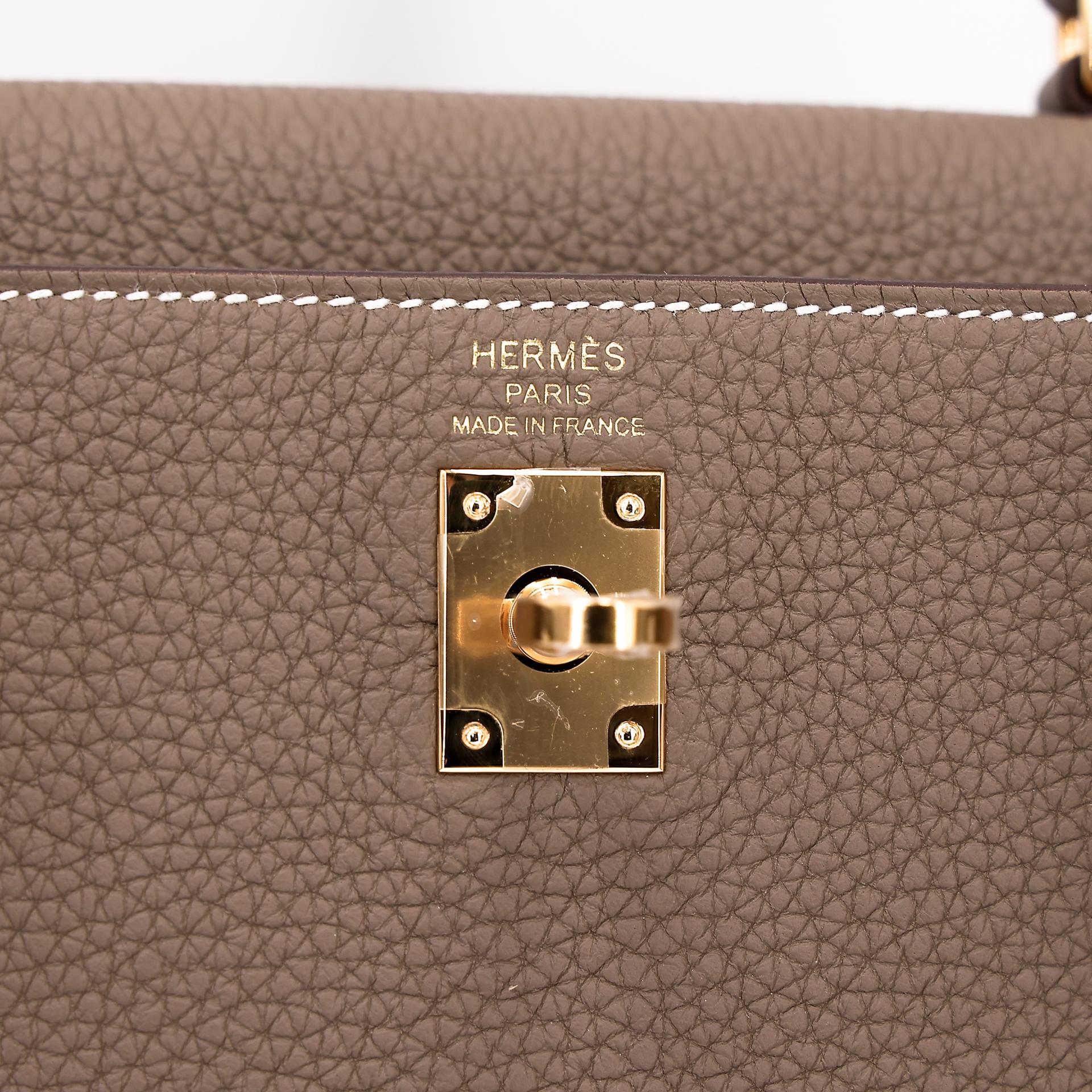 全新 HERMÈS 爱马仕 Kelly 25 18 大象灰 Etoupe Togo小牛皮 金扣 W刻 2024年 - 11