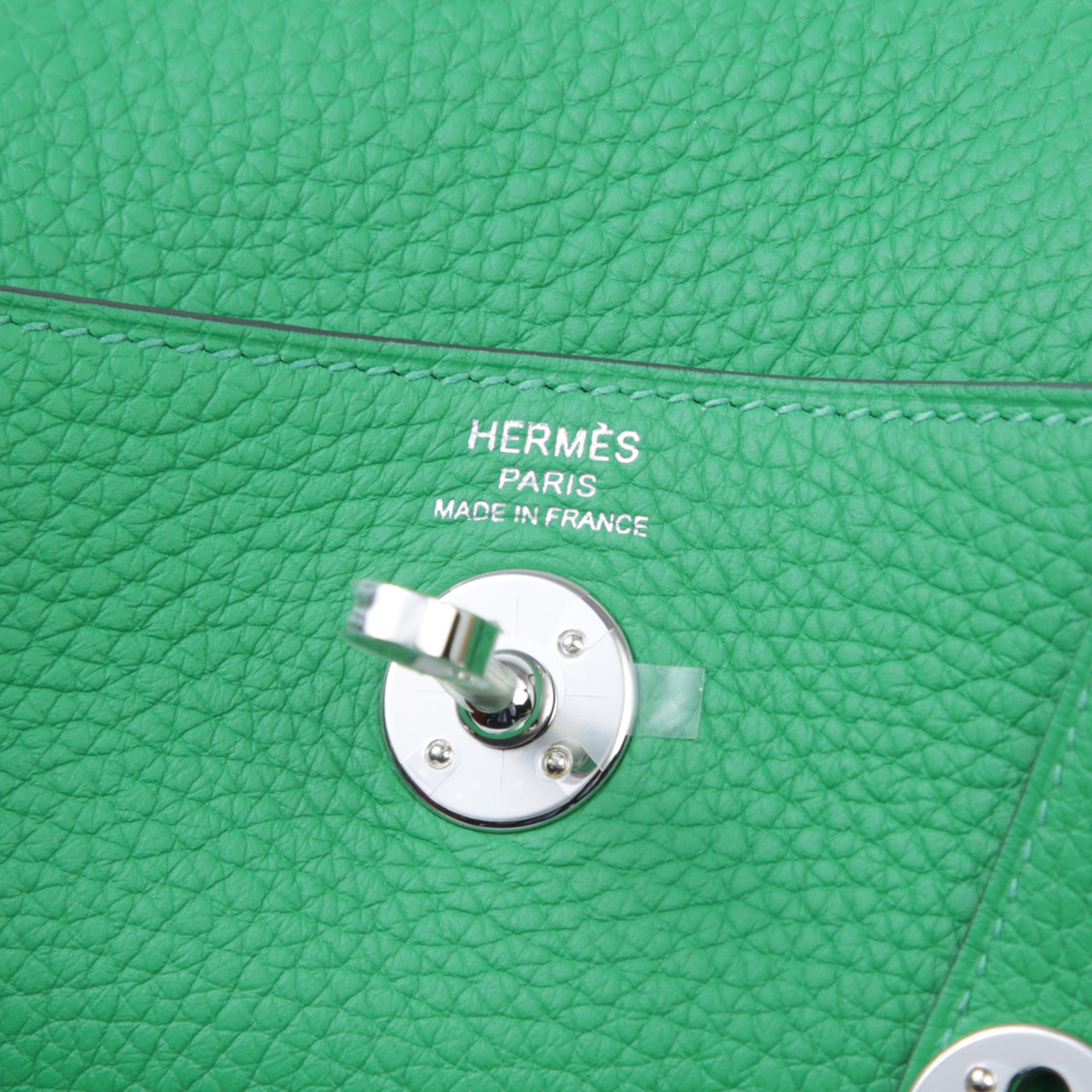 全新 HERMÈS 愛馬仕 Mini Lindy 二代 1K 竹子綠 Bamboo Clemence小牛皮 銀扣 W刻 2024年 - 9