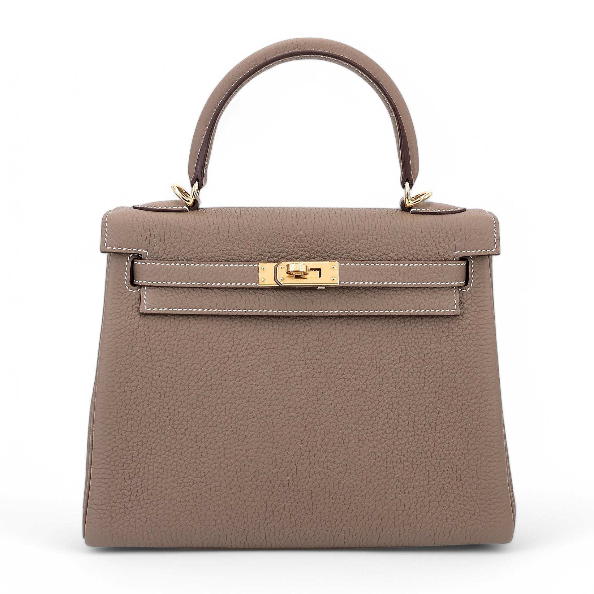 全新 HERMÈS 爱马仕 Kelly 25 18 大象灰 Etoupe Togo小牛皮 金扣 W刻 2024年 - 1