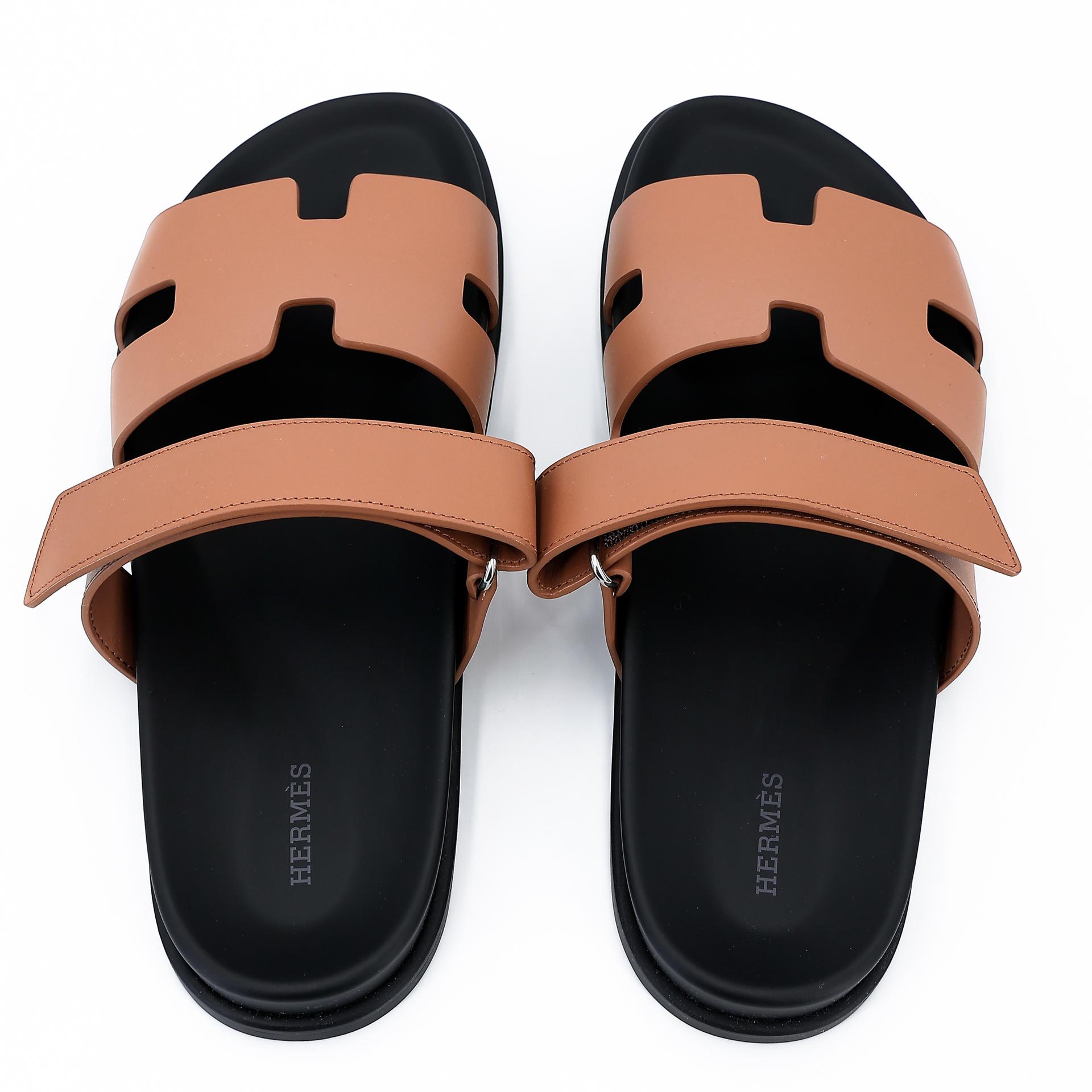 Brand New ( Rank N ) HERMÈS Chypre sandal Natural (27) Calfskin - 3