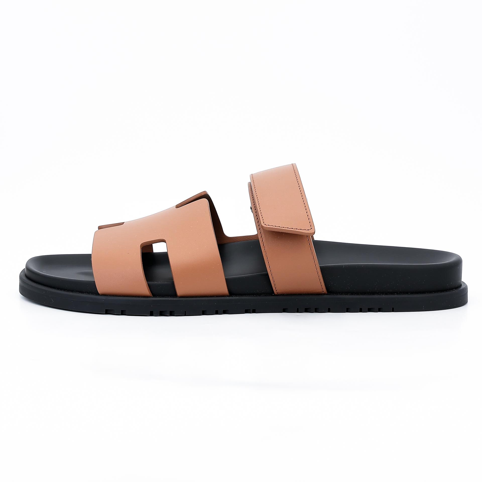 Brand New ( Rank N ) HERMÈS Chypre sandal Natural (27) Calfskin - 4