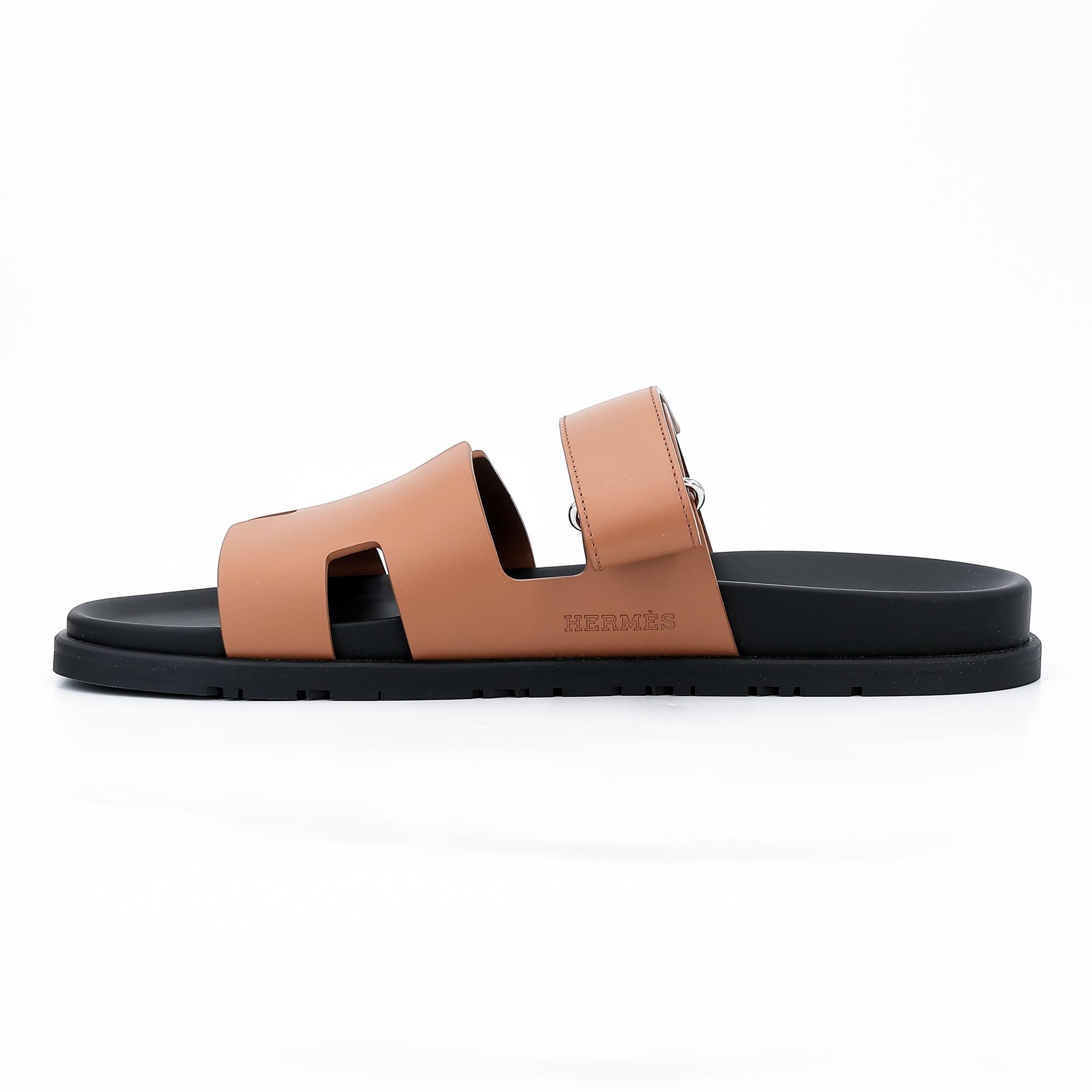 Brand New ( Rank N ) HERMÈS Chypre sandal Natural (27) Calfskin - 7