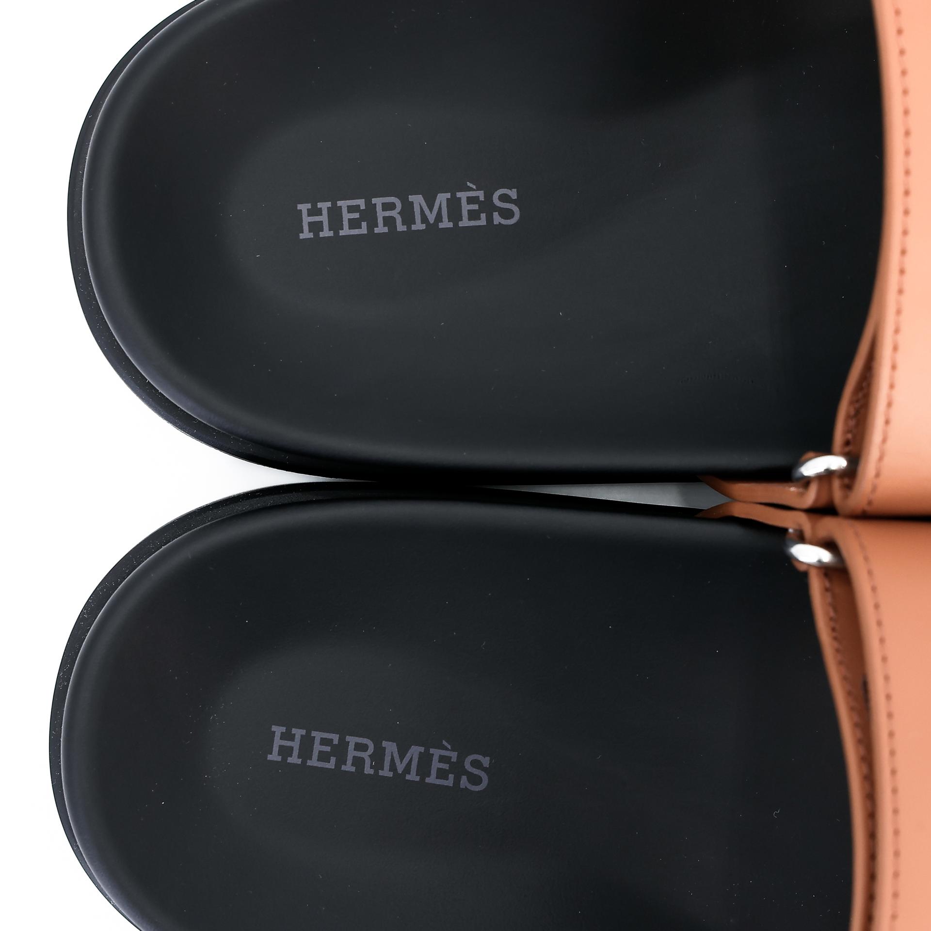 Brand New ( Rank N ) HERMÈS Chypre sandal Natural (27) Calfskin - 8