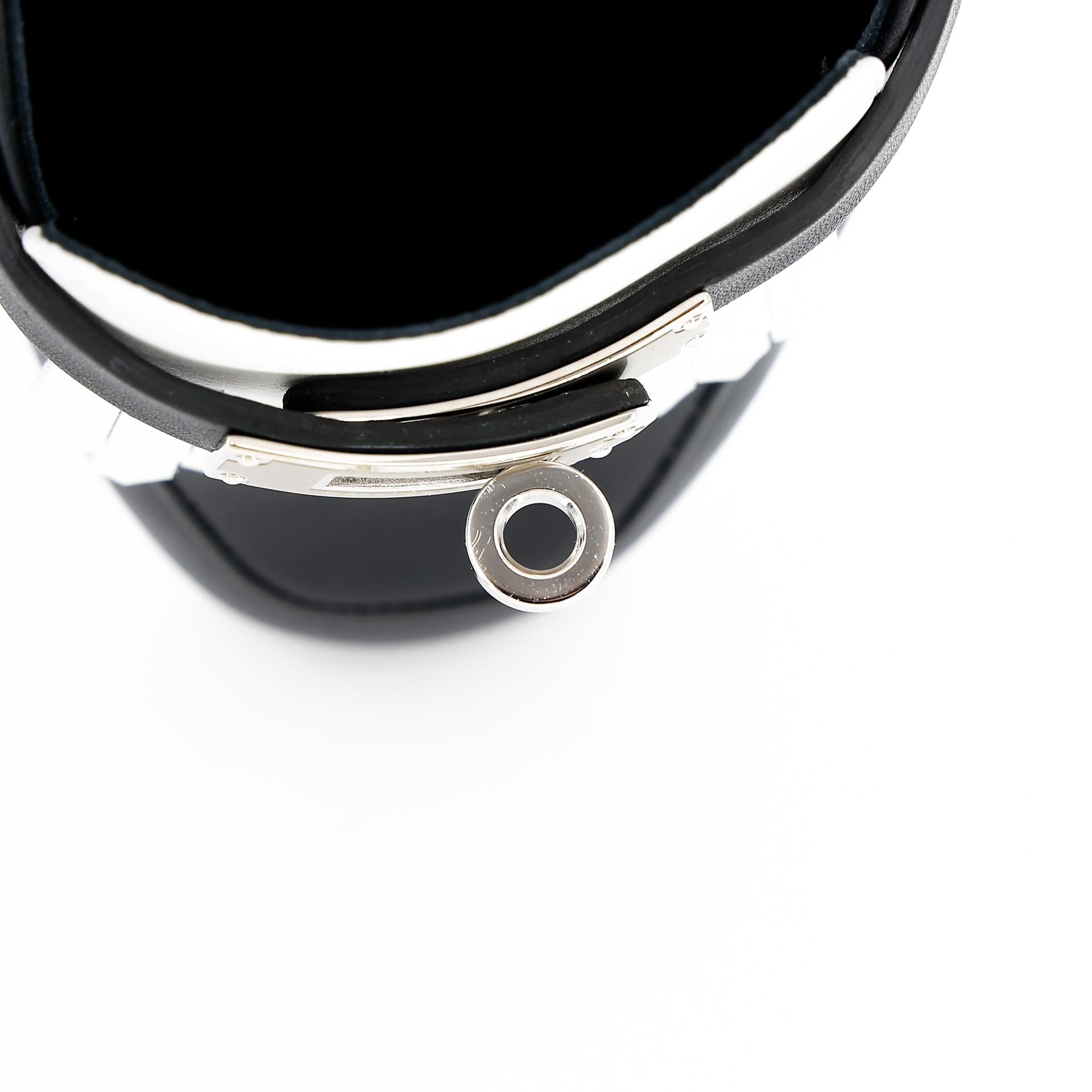 Brand New ( Rank N ) HERMÈS Oz mule Black (89) White (01) Calfskin Palladium hardware - 7
