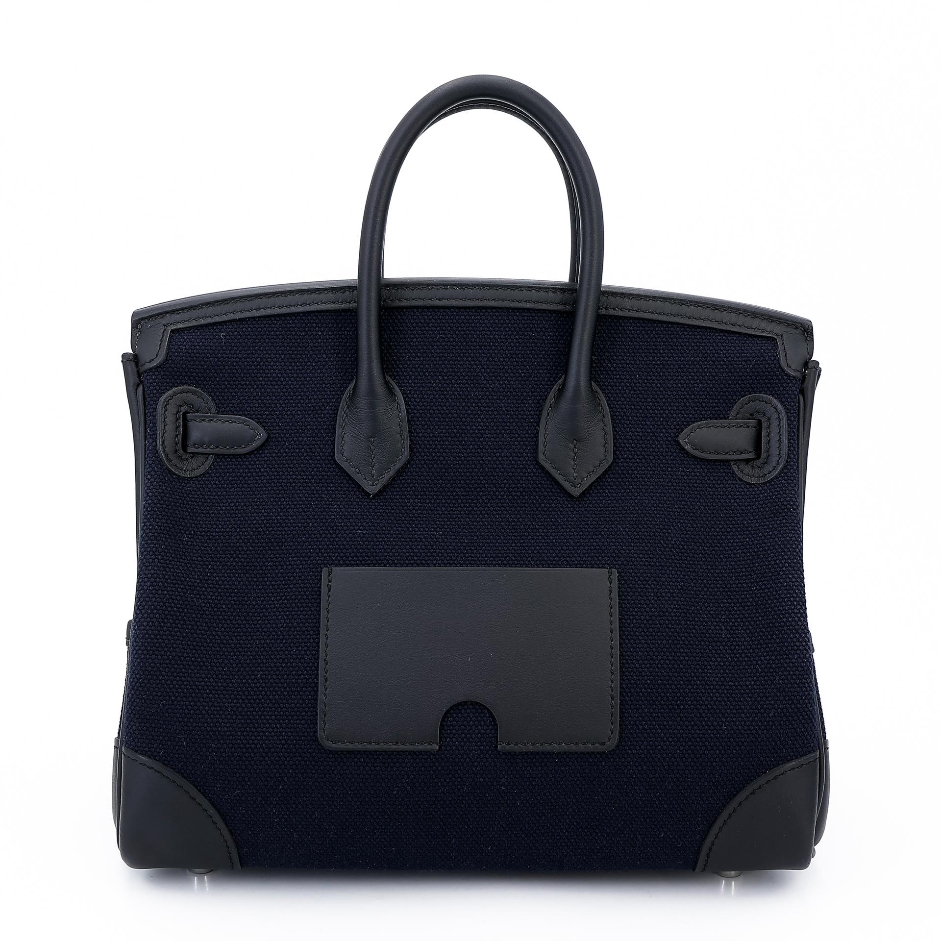 Unused ( Rank NS ) HERMÈS Limited Edition Birkin Cargo 25 Black (89) Blue Marine (78) Swift Canvas Palladium hardware W (2024) - 2