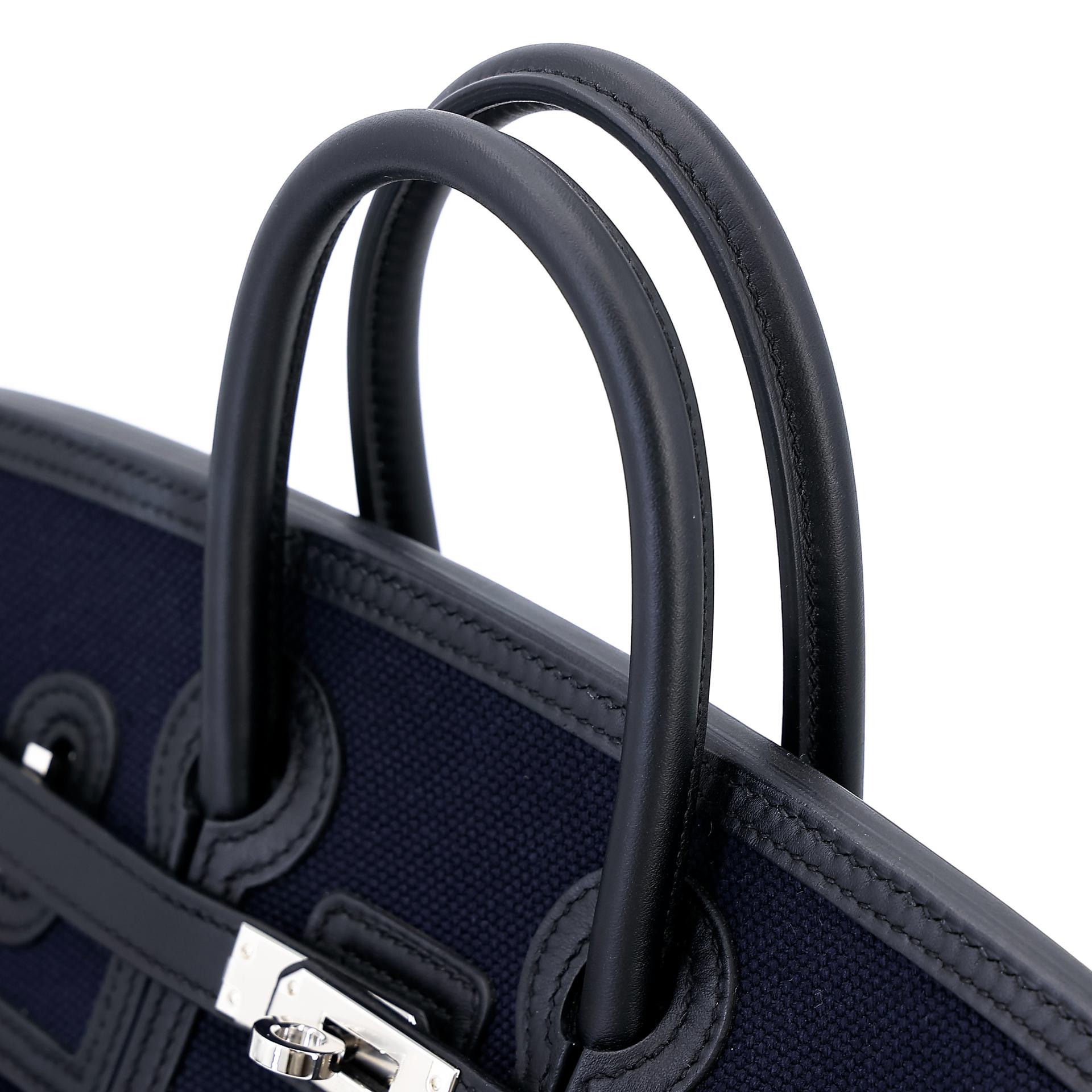 Unused ( Rank NS ) HERMÈS Limited Edition Birkin Cargo 25 Black (89) Blue Marine (78) Swift Canvas Palladium hardware W (2024) - 3
