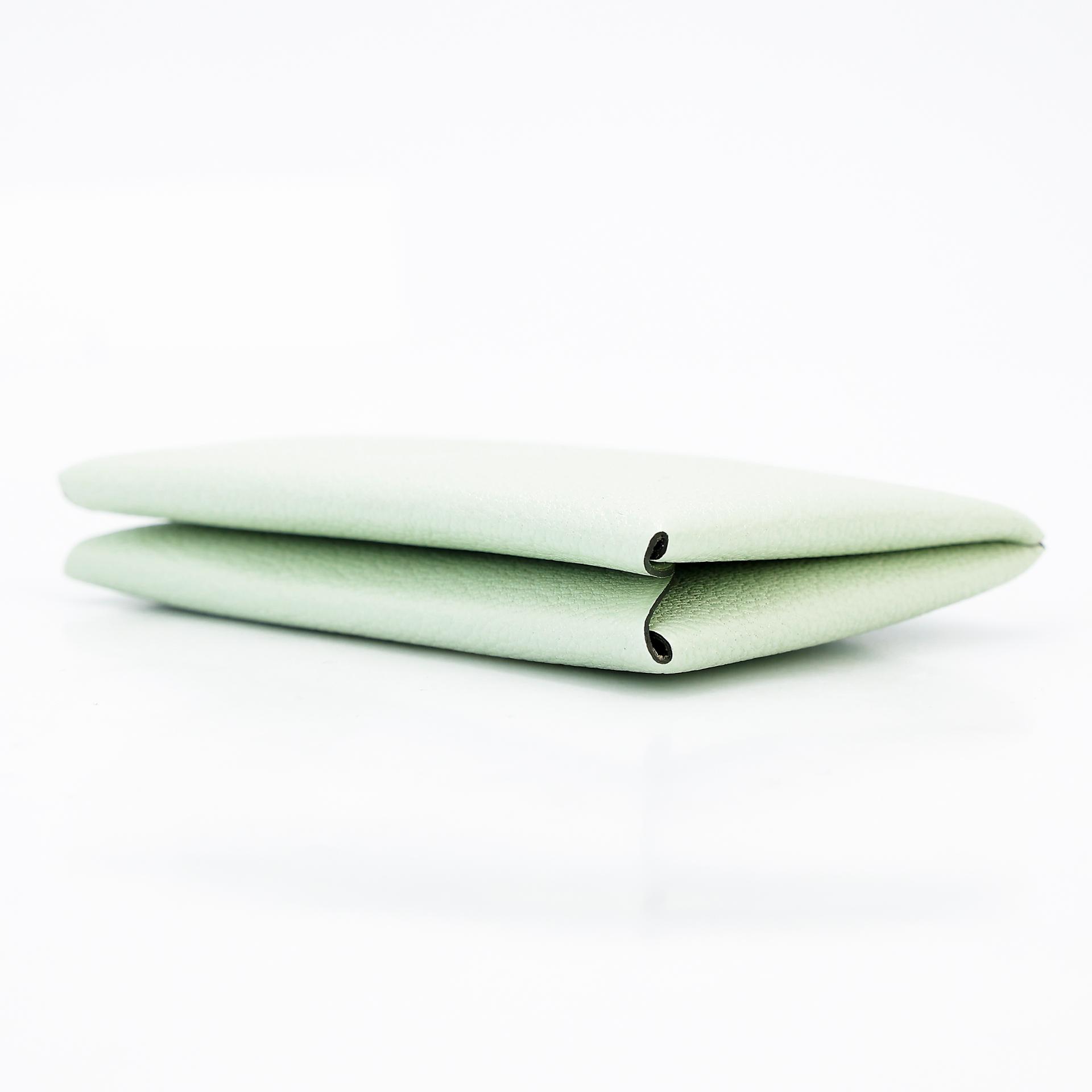 Brand New ( Rank N ) HERMÈS Calvi card holder Vert Fizz (0S) Chevre Palladium hardware U (2022) - 5