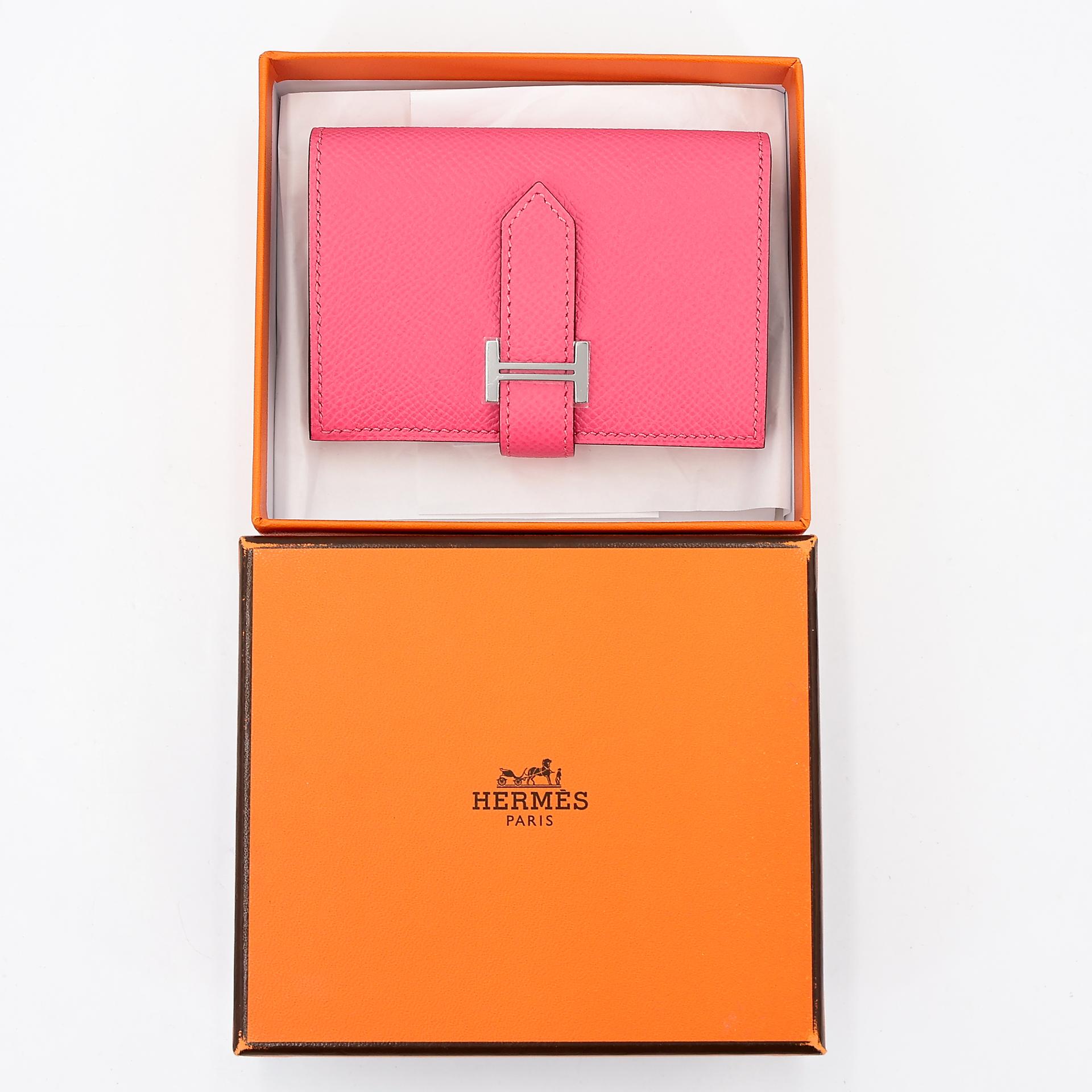 Unused ( Rank NS ) HERMÈS Bearn Card Holder Rose Azalee (8W) Epsom Palladium hardware B (2023) - 16