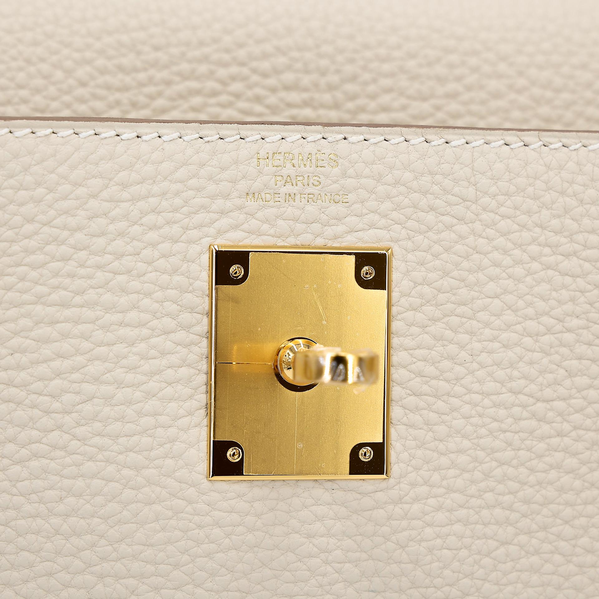 Brand New ( Rank N ) HERMÈS Kelly 28 Craie (10) Togo Gold hardware W (2024) - 11