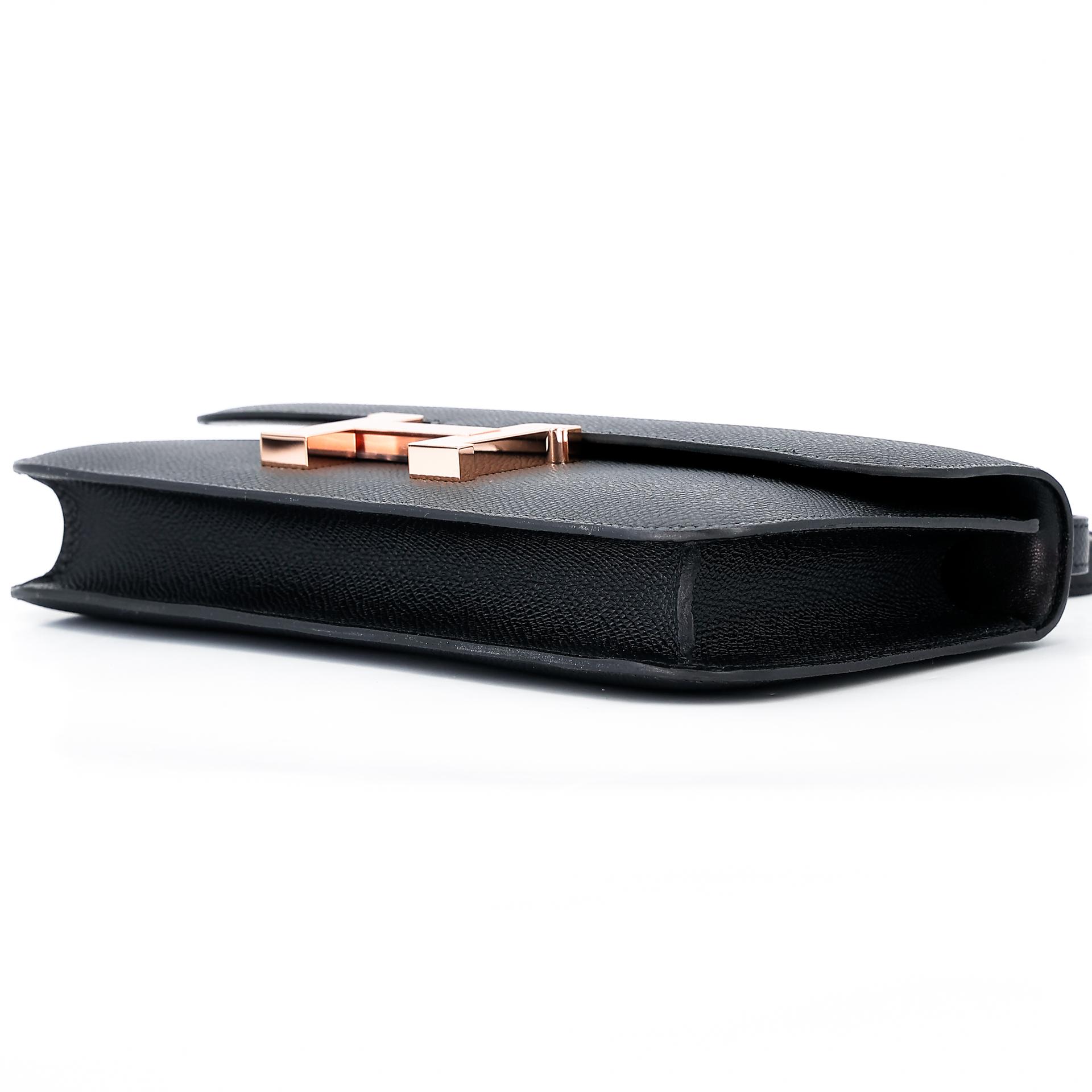 Unused ( Rank NS ) HERMÈS Constance Elan 2024 Black (89) Epsom Rose Gold hardware W (2024) - 4