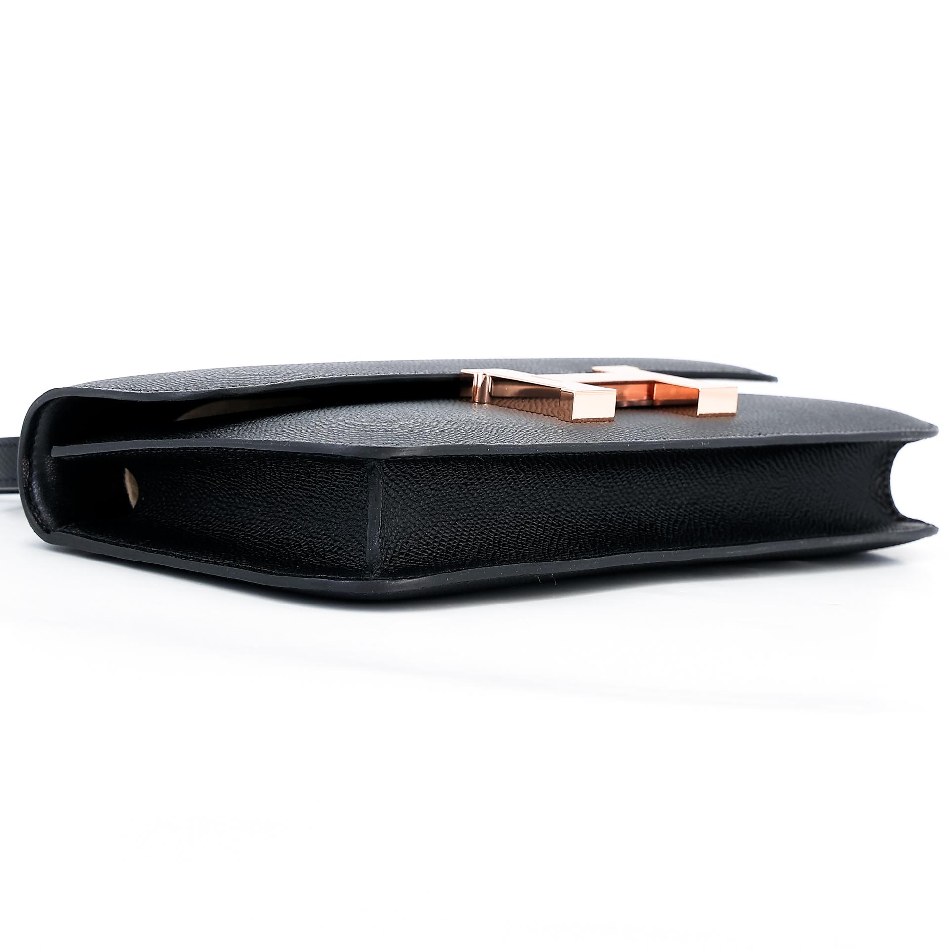Unused ( Rank NS ) HERMÈS Constance Elan 2024 Black (89) Epsom Rose Gold hardware W (2024) - 5