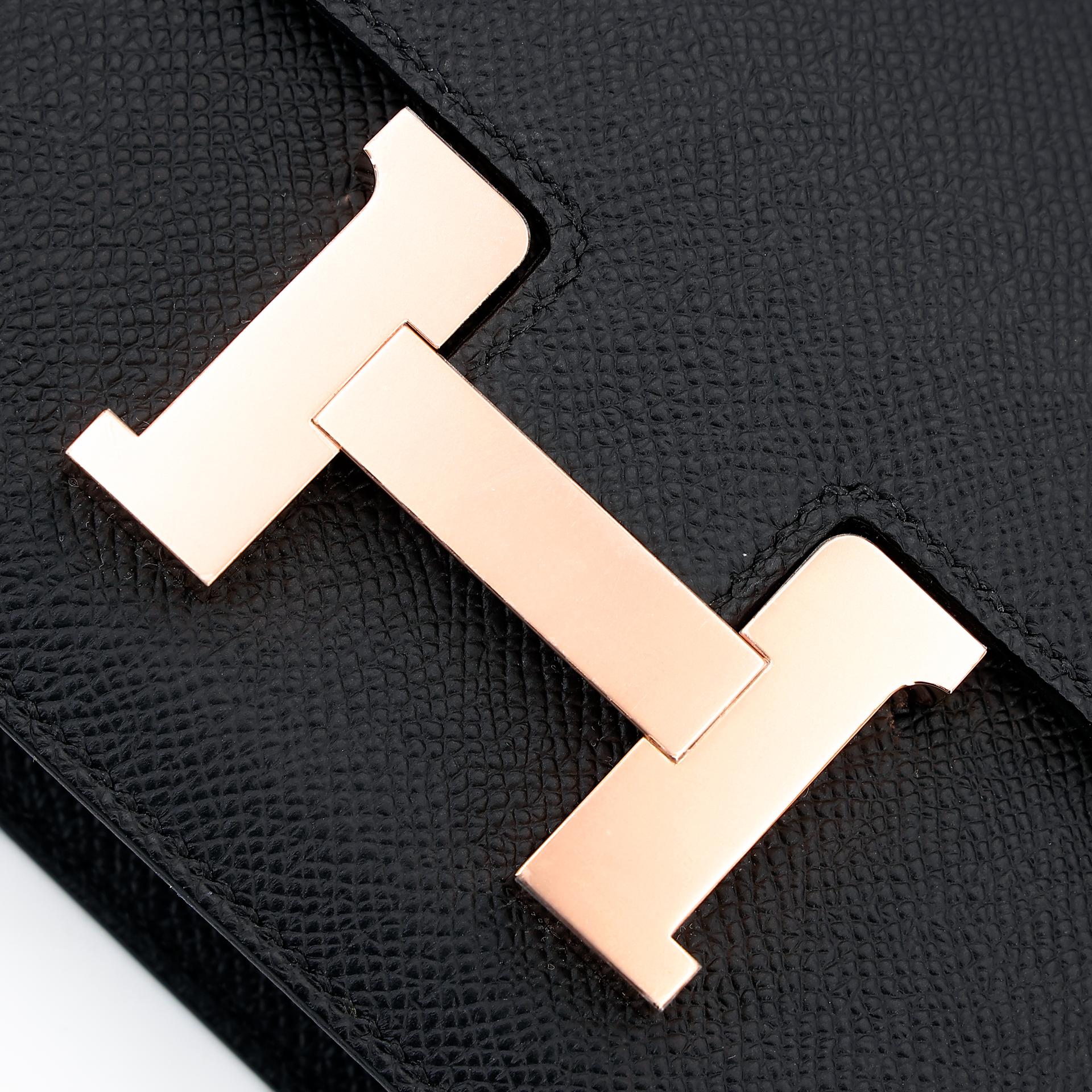Unused ( Rank NS ) HERMÈS Constance Elan 2024 Black (89) Epsom Rose Gold hardware W (2024) - 8
