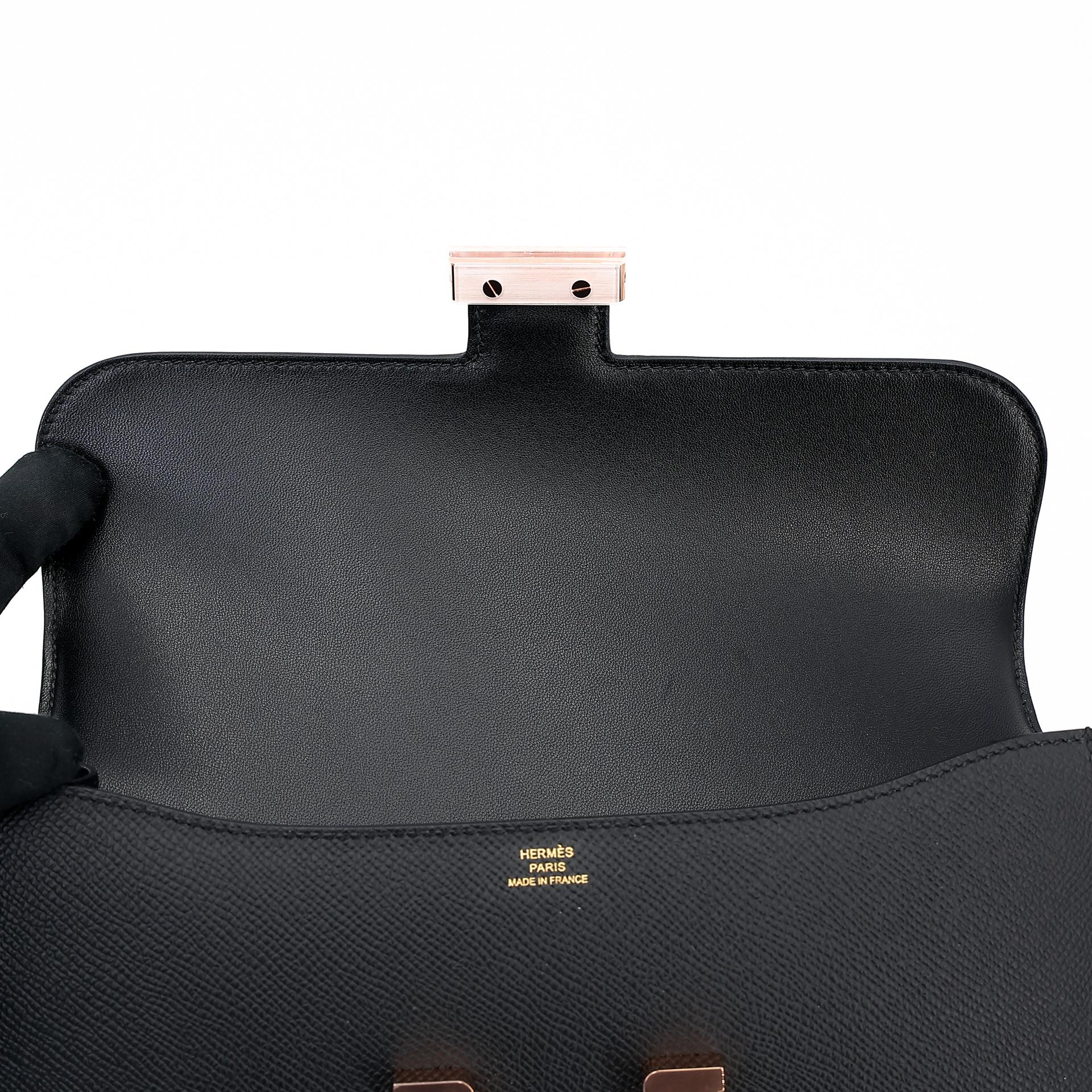 Unused ( Rank NS ) HERMÈS Constance Elan 2024 Black (89) Epsom Rose Gold hardware W (2024) - 10