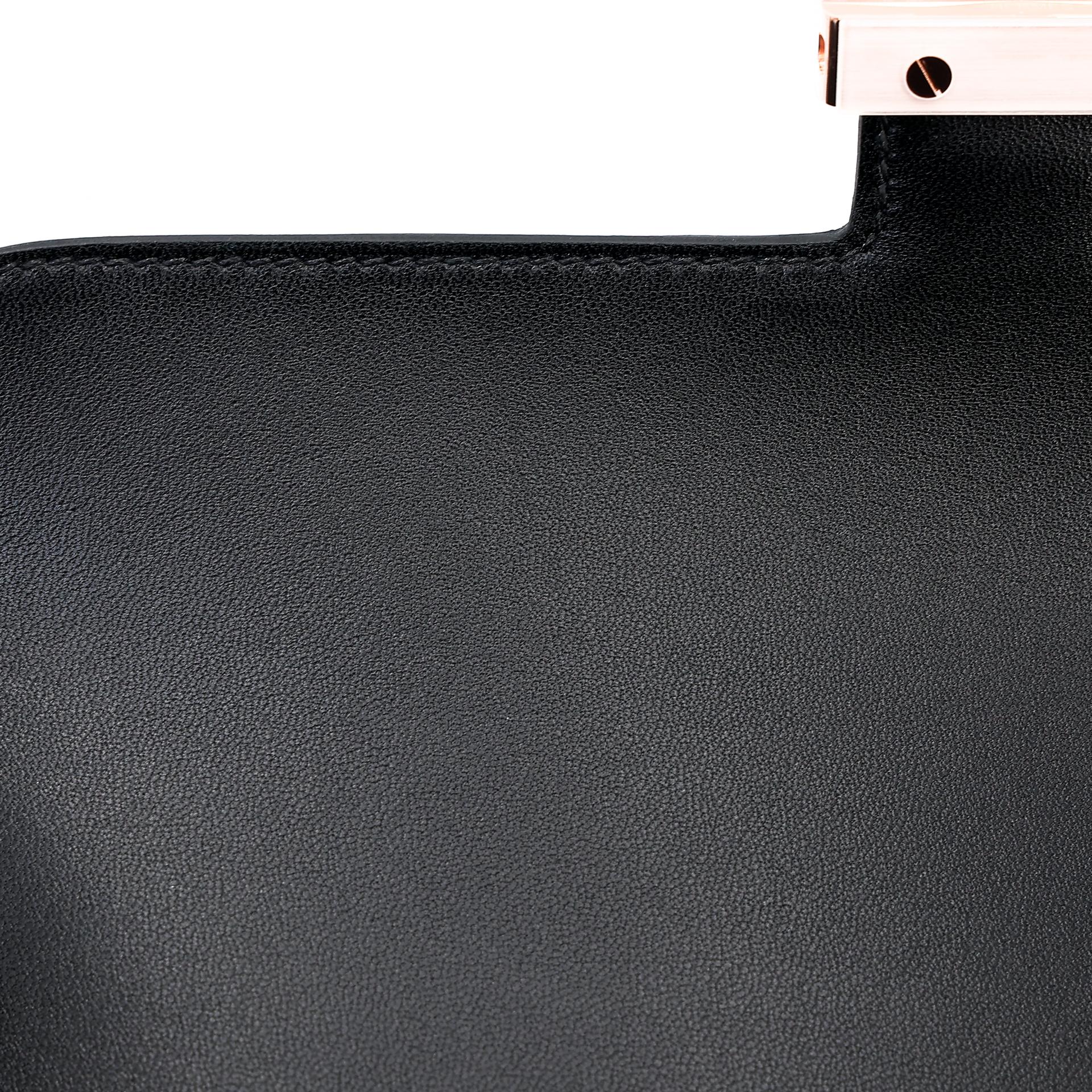 Unused ( Rank NS ) HERMÈS Constance Elan 2024 Black (89) Epsom Rose Gold hardware W (2024) - 12