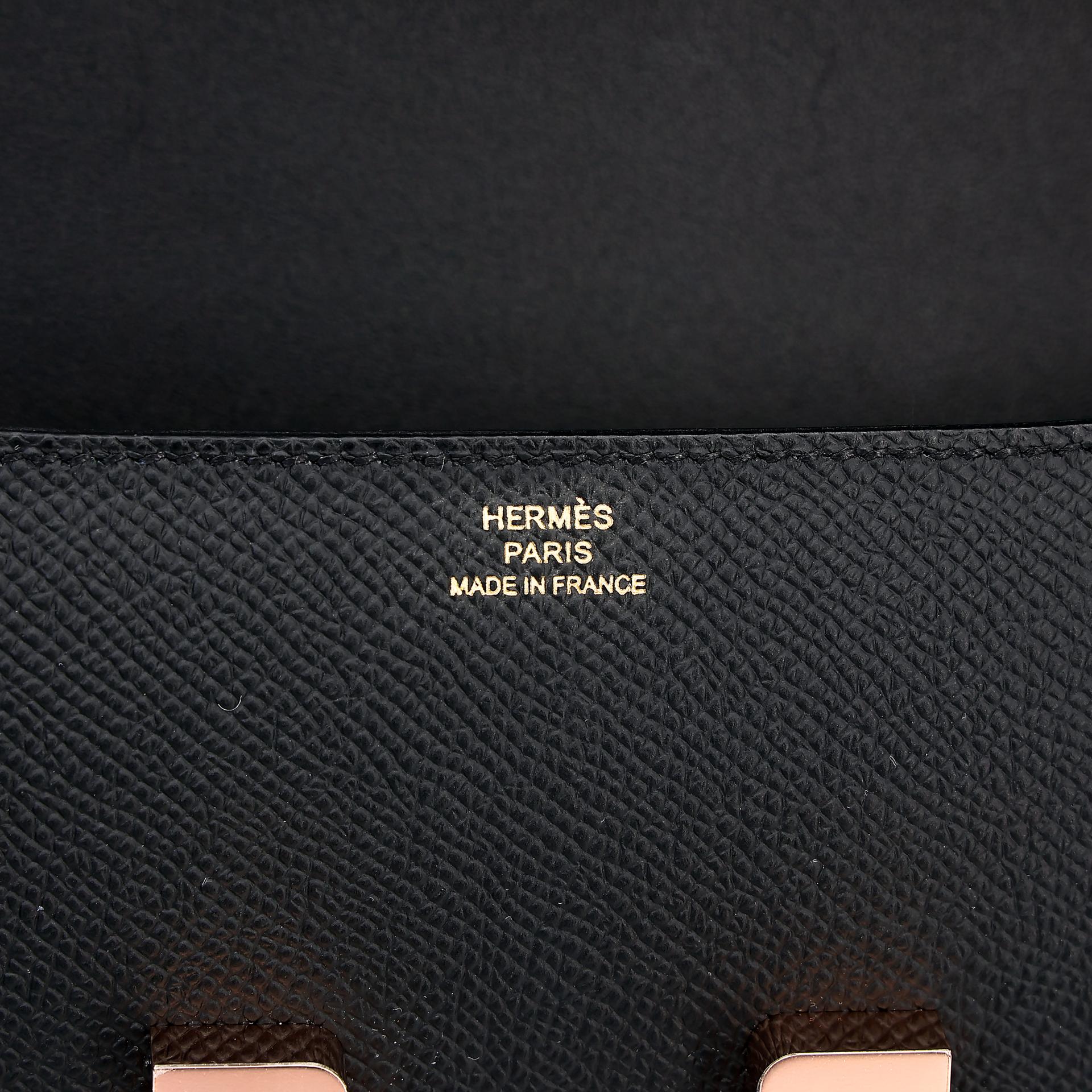 Unused ( Rank NS ) HERMÈS Constance Elan 2024 Black (89) Epsom Rose Gold hardware W (2024) - 13