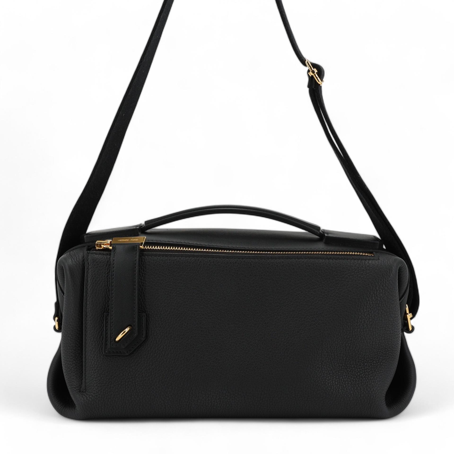 Excellent ( Rank SA ) HERMÈS Emile 30 Black (89) Togo Swift Wool Gold hardware Z (2021) - 1