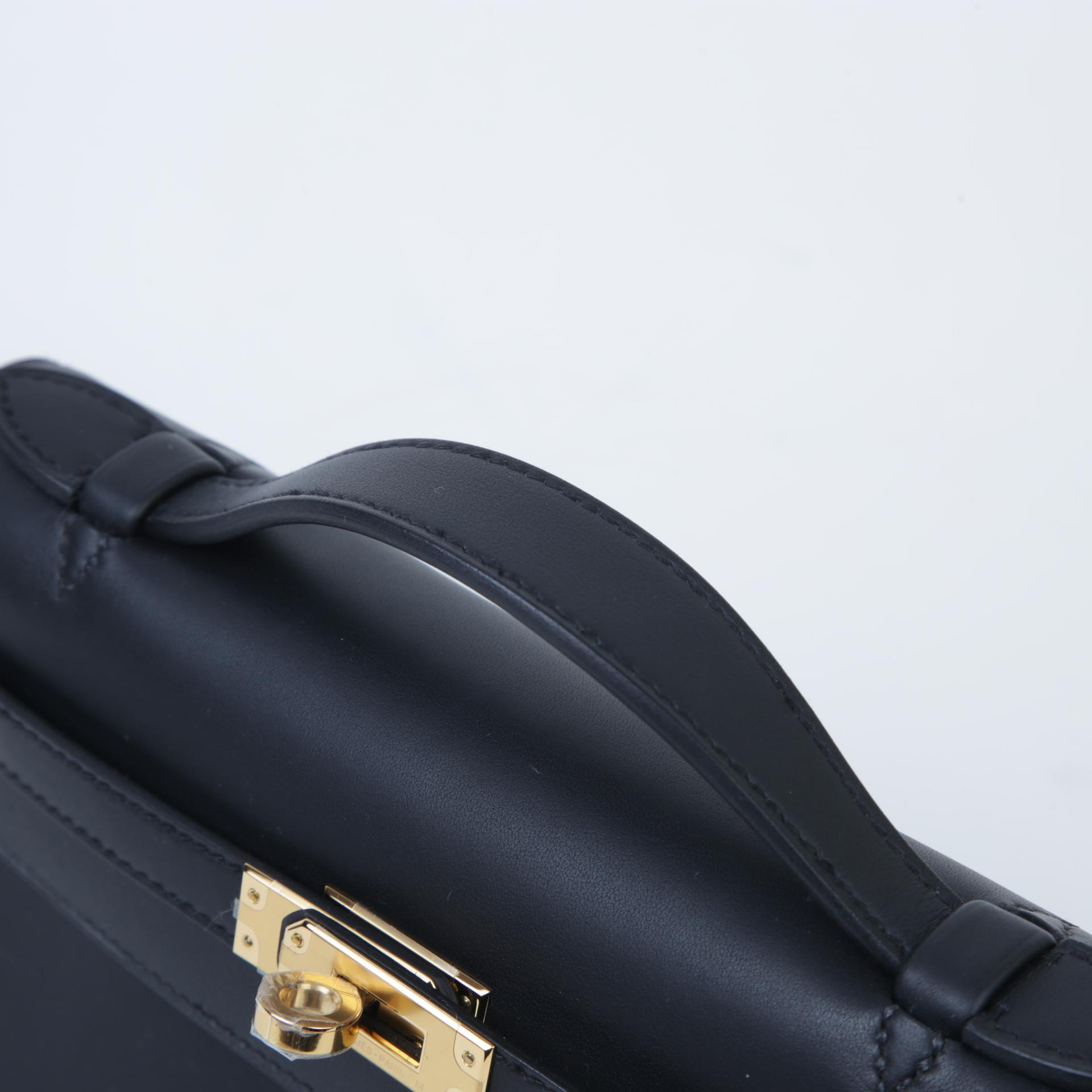Brand New ( Rank N ) HERMÈS Kelly Pochette Black (89) Swift Gold hardware W (2024) - 3