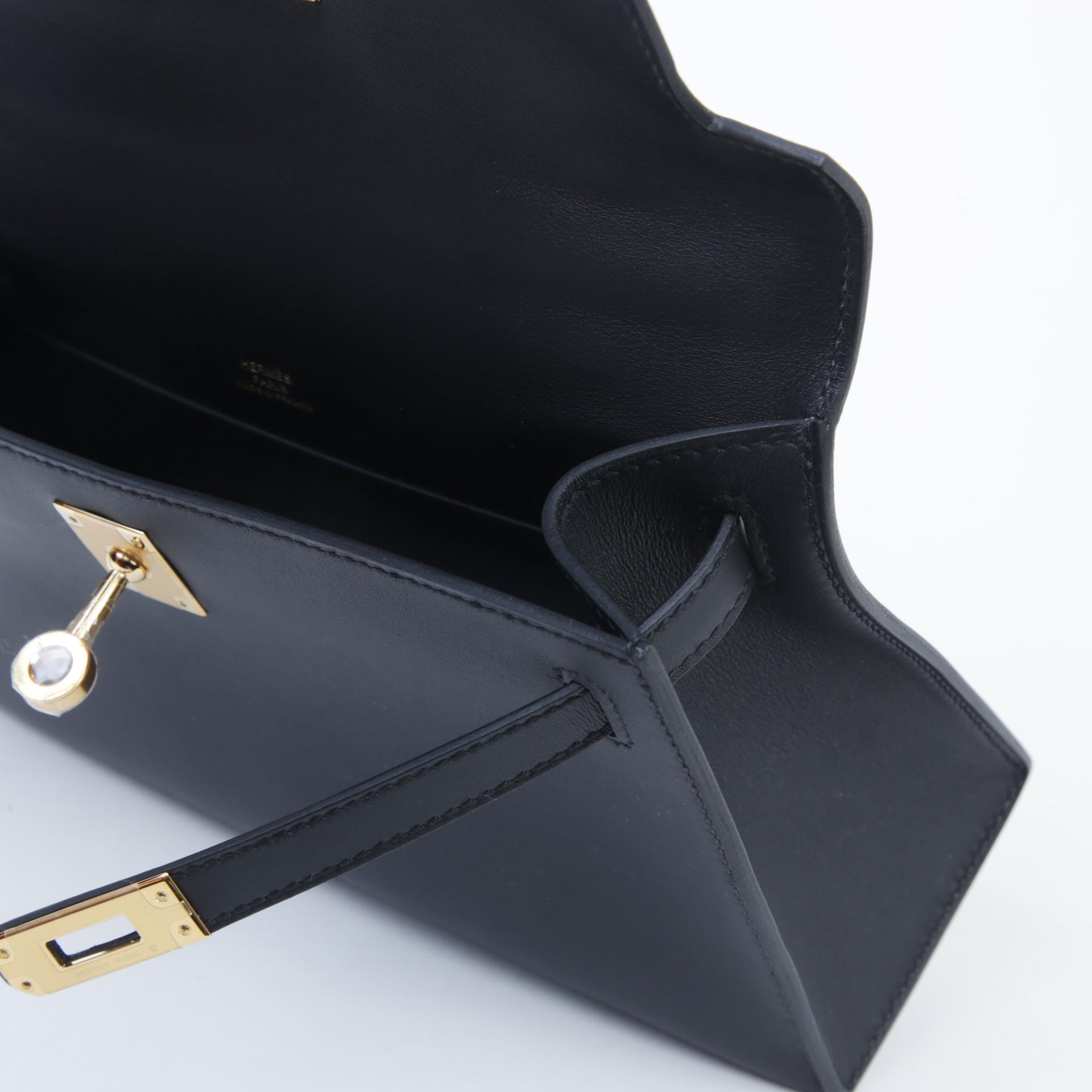 Brand New ( Rank N ) HERMÈS Kelly Pochette Black (89) Swift Gold hardware W (2024) - 11