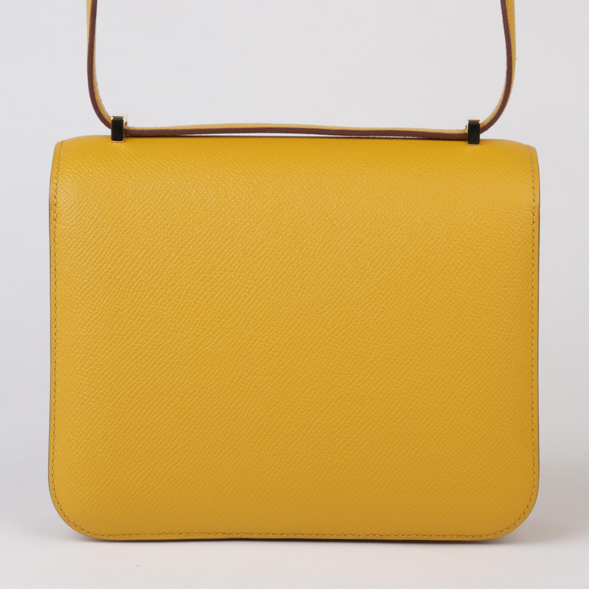 Very Good ( Rank A) HERMÈS Constance Mini Jaune Ambre (9D) Epsom Gold hardware C (2018) - 2