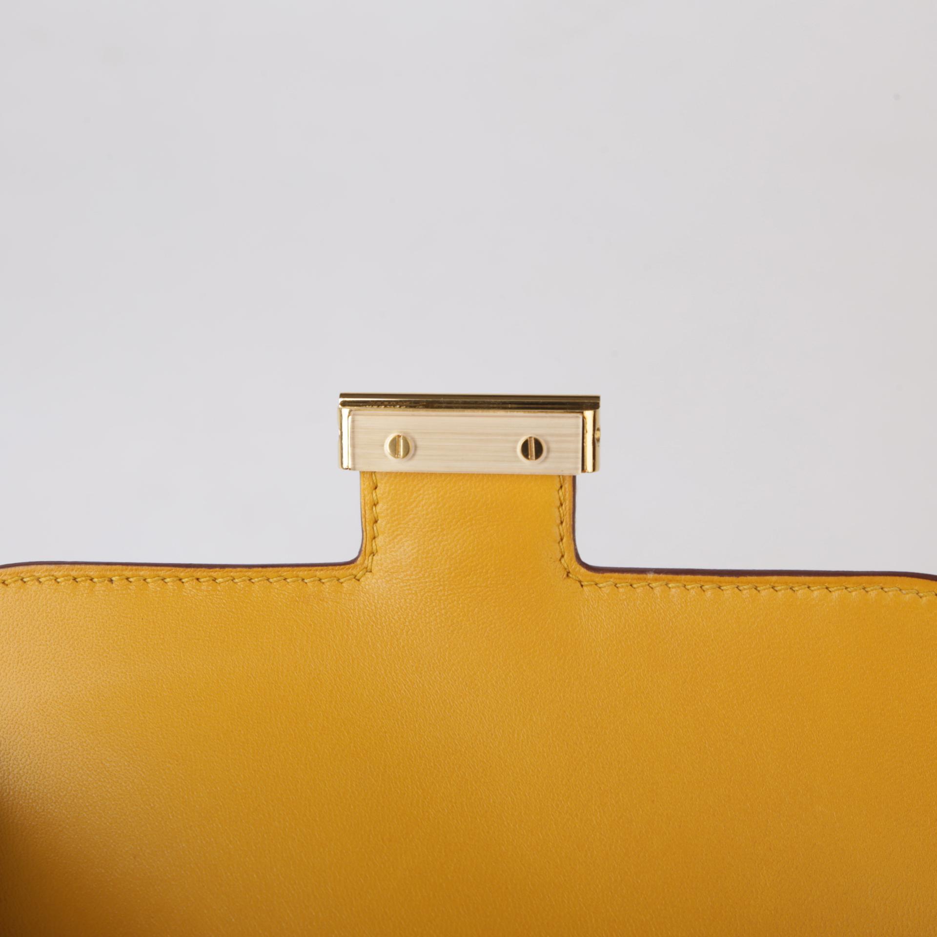 Very Good ( Rank A) HERMÈS Constance Mini Jaune Ambre (9D) Epsom Gold hardware C (2018) - 9