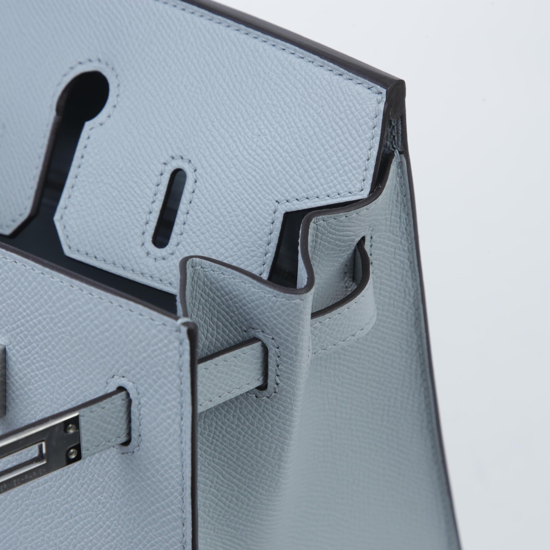 Brand New ( Rank N ) HERMÈS Birkin 25 Sellier Bleu Glacier (8U) Epsom Palladium hardware W (2024) - 11