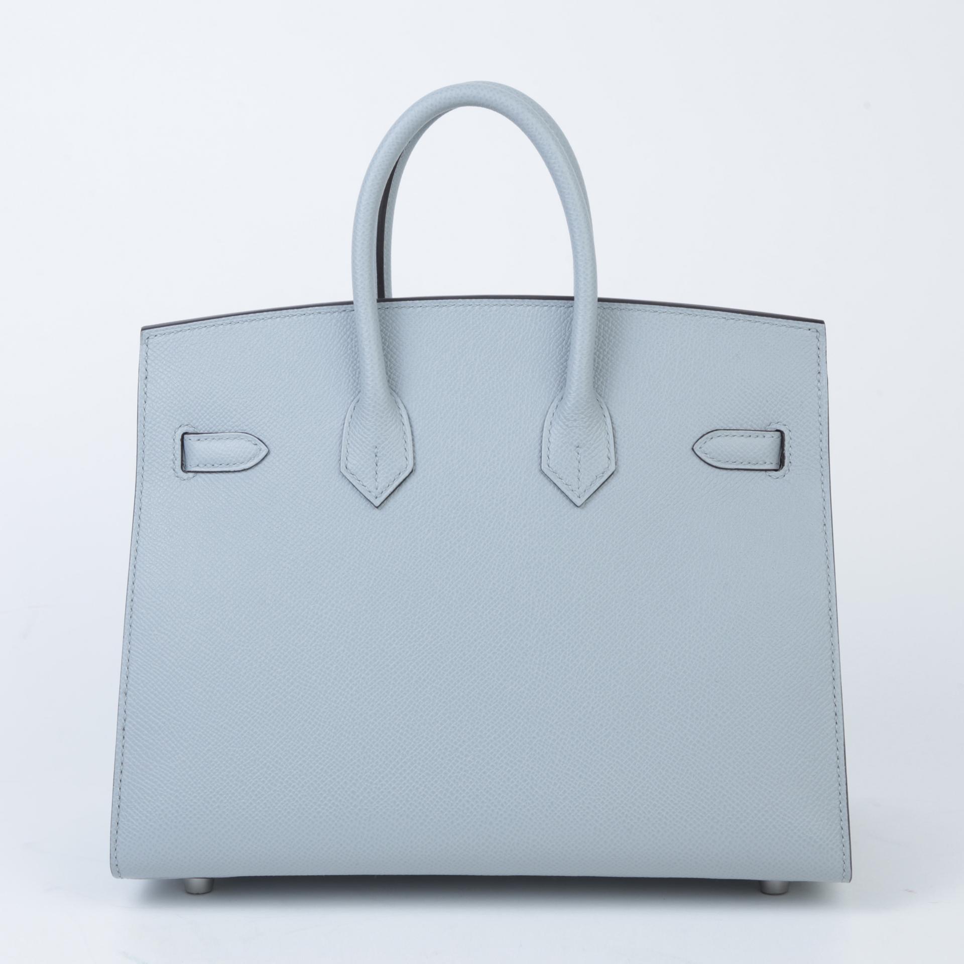 Brand New ( Rank N ) HERMÈS Birkin 25 Sellier Bleu Glacier (8U) Epsom Palladium hardware W (2024) - 2