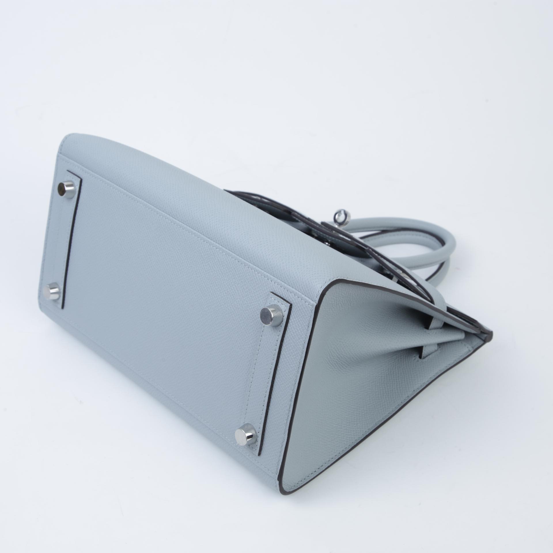 Brand New ( Rank N ) HERMÈS Birkin 25 Sellier Bleu Glacier (8U) Epsom Palladium hardware W (2024) - 5