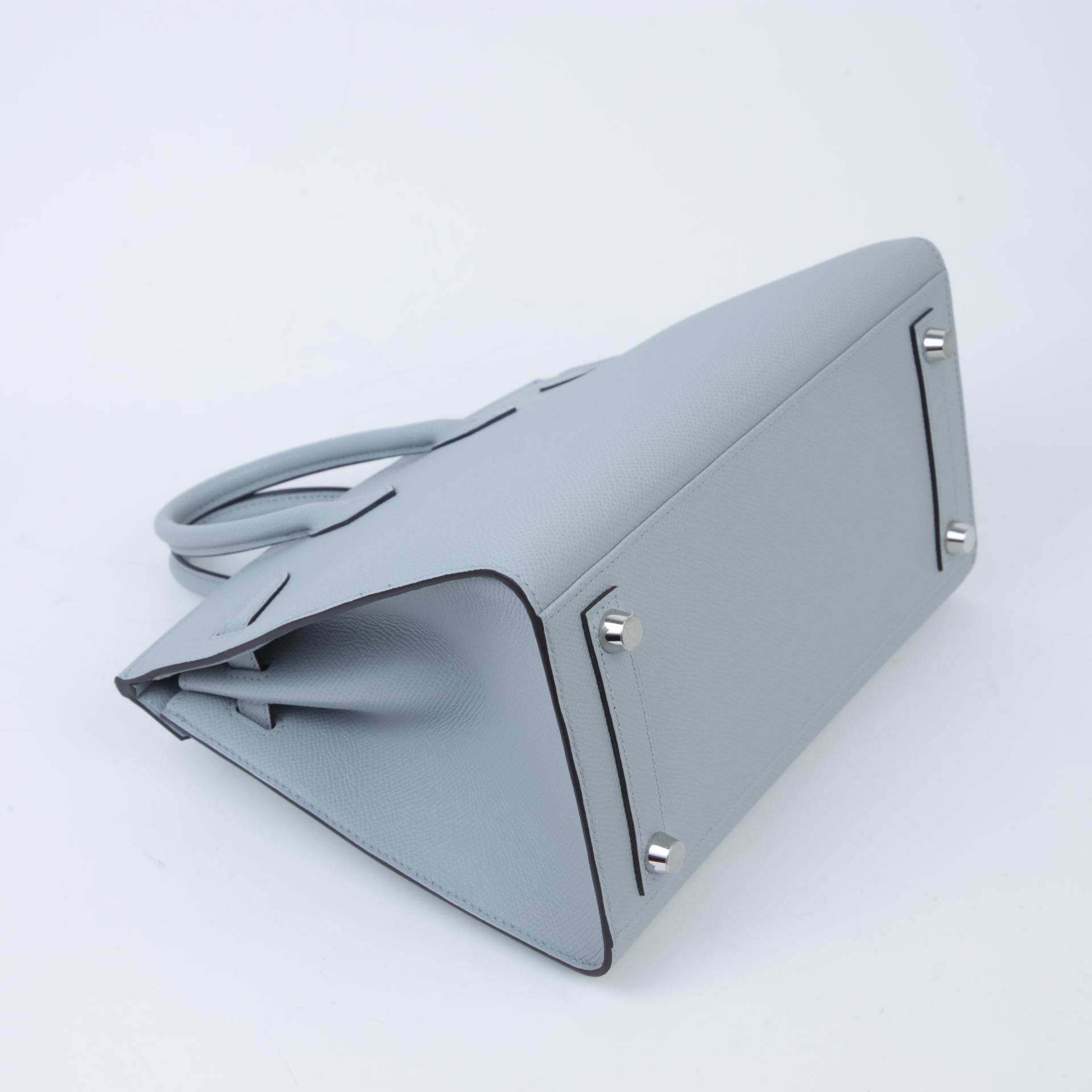Brand New ( Rank N ) HERMÈS Birkin 25 Sellier Bleu Glacier (8U) Epsom Palladium hardware W (2024) - 6