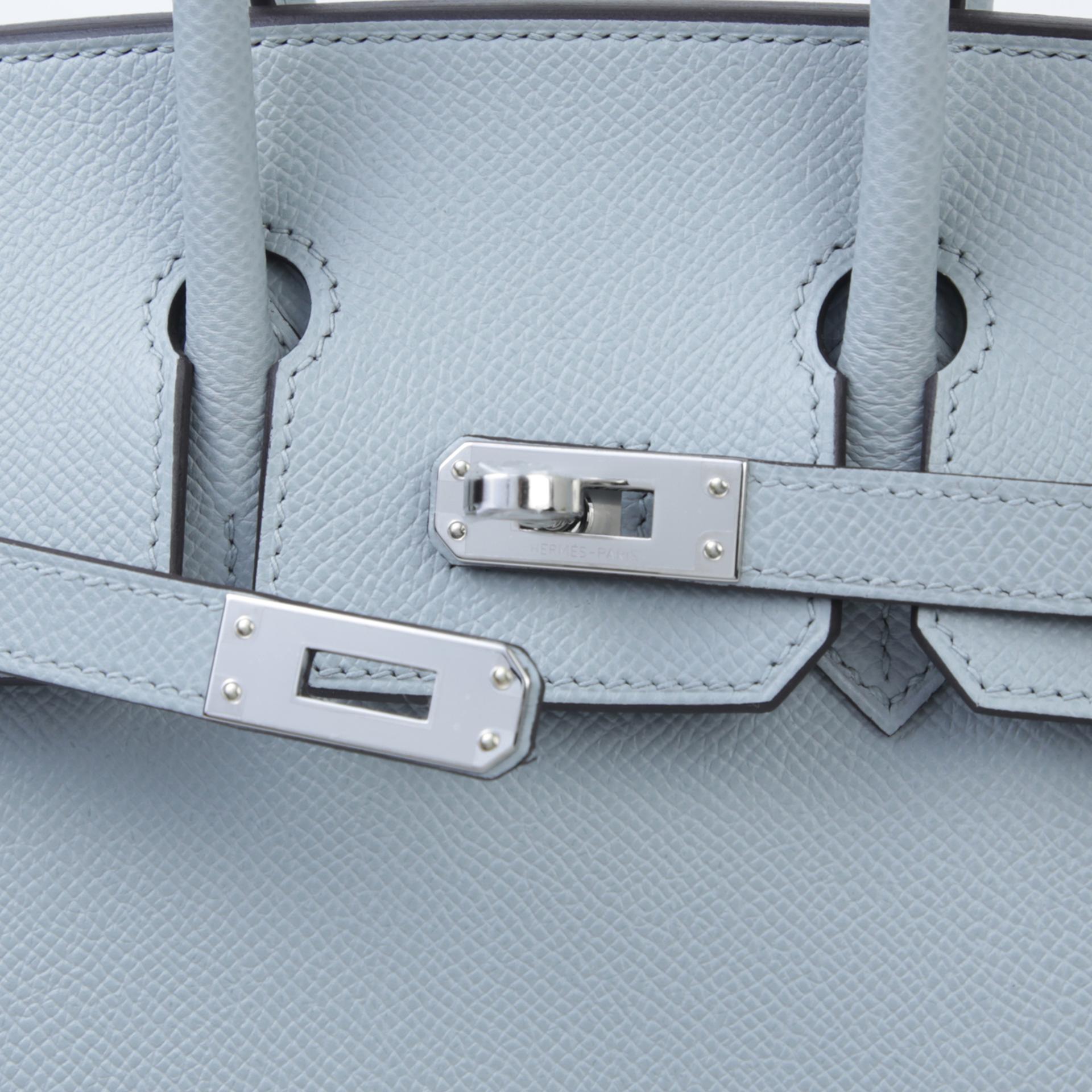 Brand New ( Rank N ) HERMÈS Birkin 25 Sellier Bleu Glacier (8U) Epsom Palladium hardware W (2024) - 8