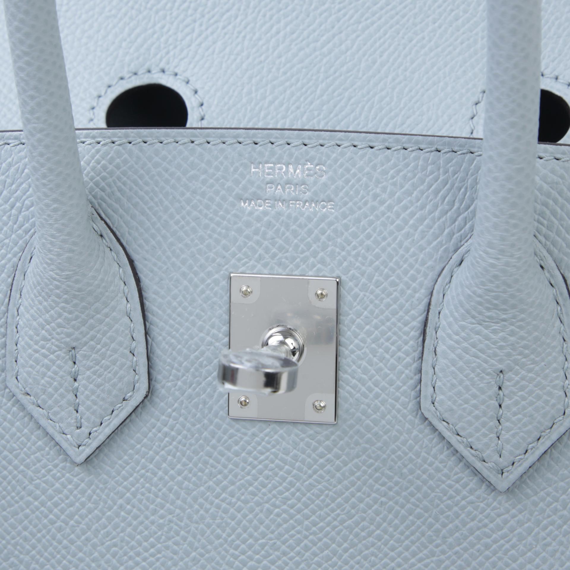 Brand New ( Rank N ) HERMÈS Birkin 25 Sellier Bleu Glacier (8U) Epsom Palladium hardware W (2024) - 9