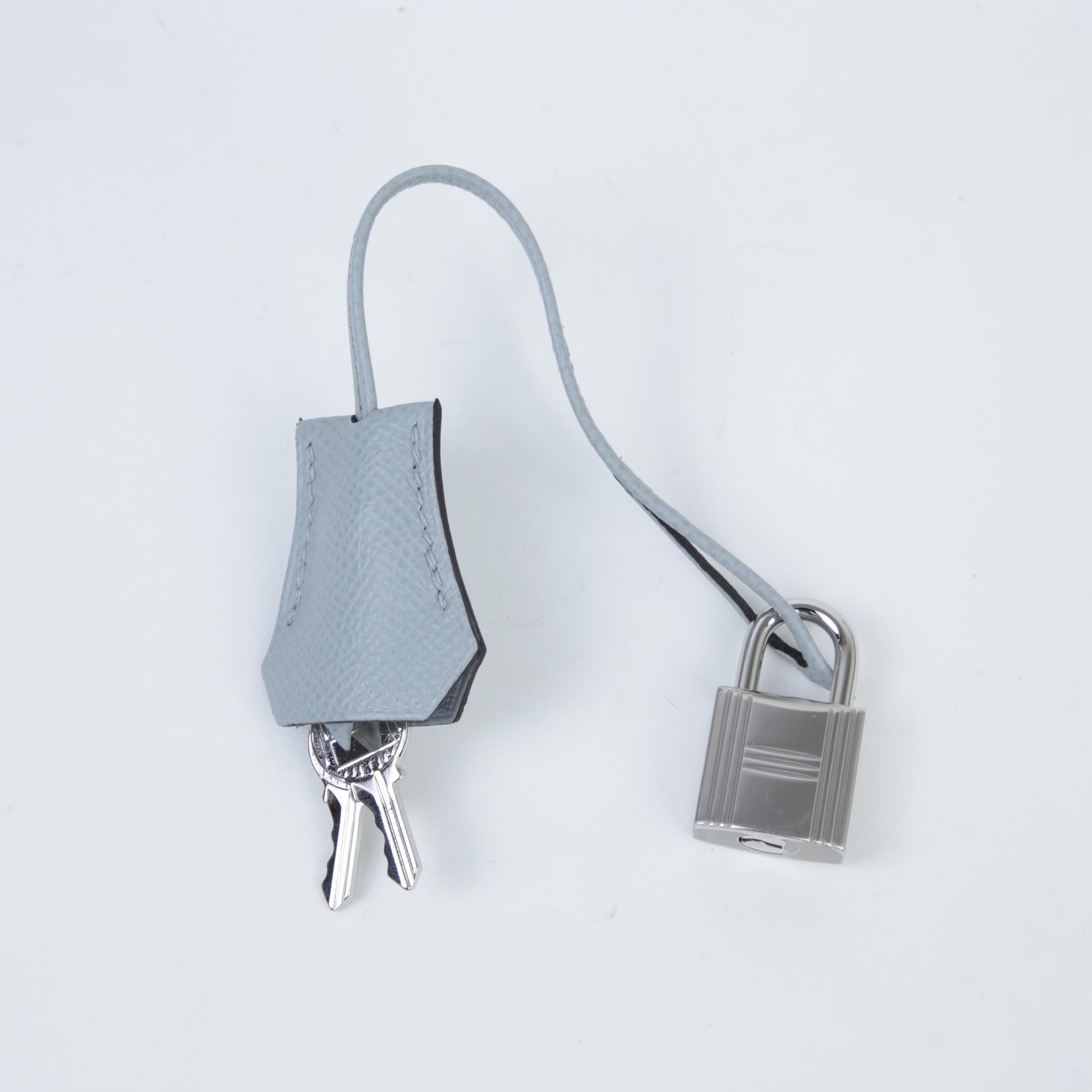 Brand New ( Rank N ) HERMÈS Birkin 25 Sellier Bleu Glacier (8U) Epsom Palladium hardware W (2024) - 14