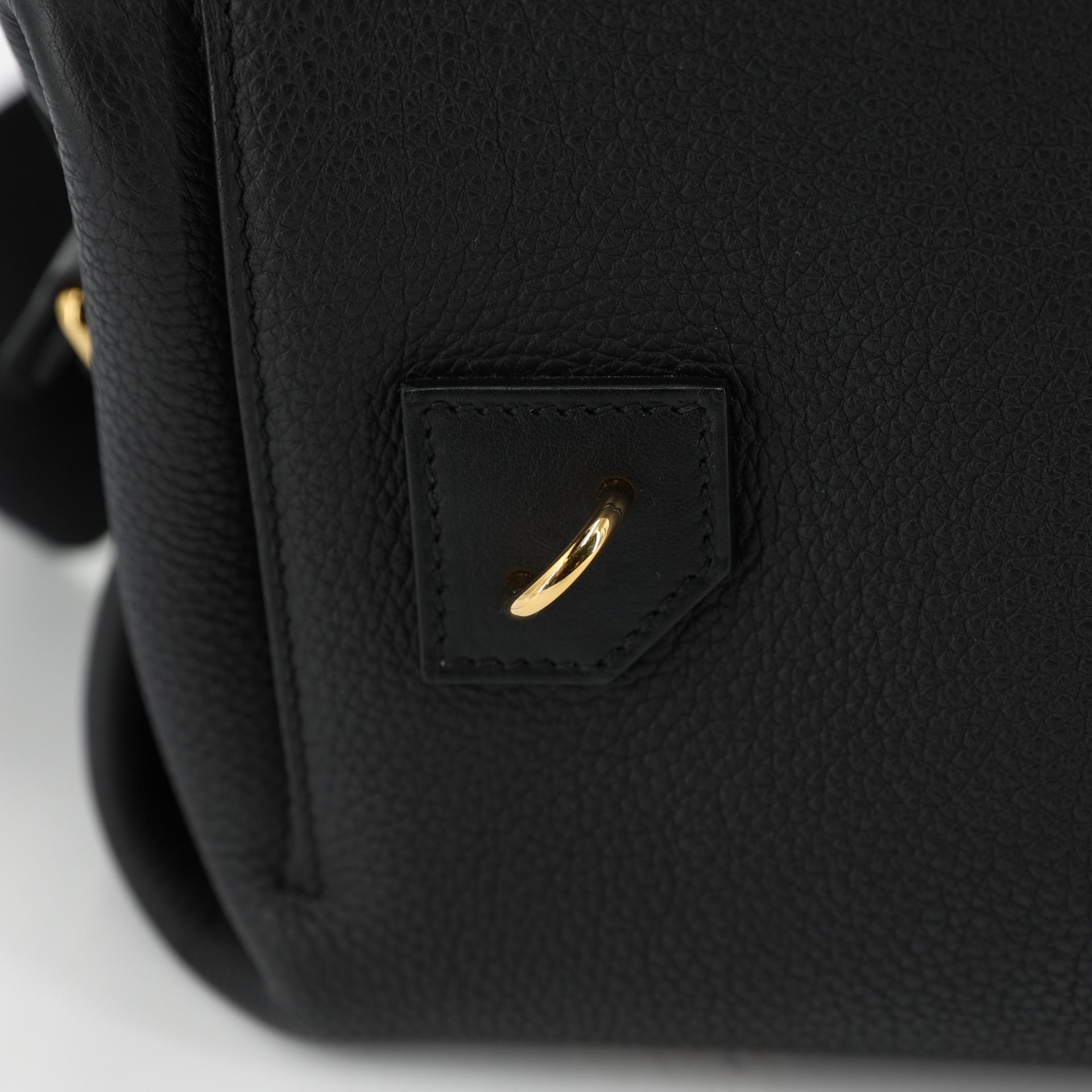 Excellent ( Rank SA ) HERMÈS Emile 30 Black (89) Togo Swift Wool Gold hardware Z (2021) - 10