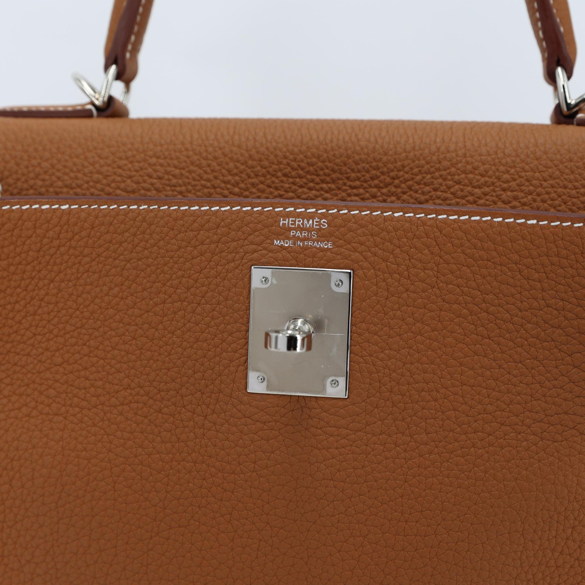 Brand New ( Rank N ) HERMÈS Kelly 28 Gold (37) Togo Palladium hardware W (2024) - 9