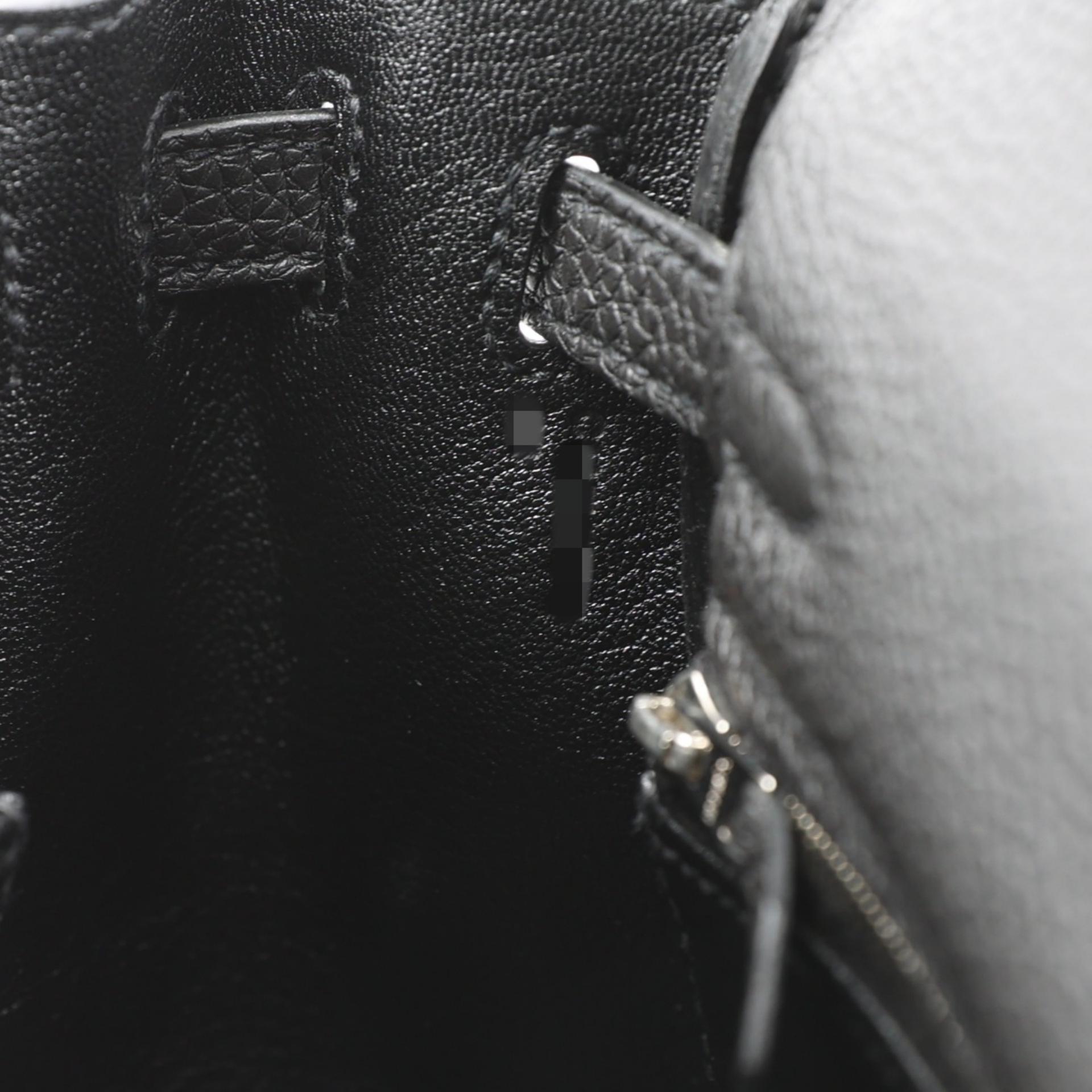 Very Good ( Rank A) HERMÈS Kelly 25 Black (89) Togo Palladium hardware C (2018) - 14