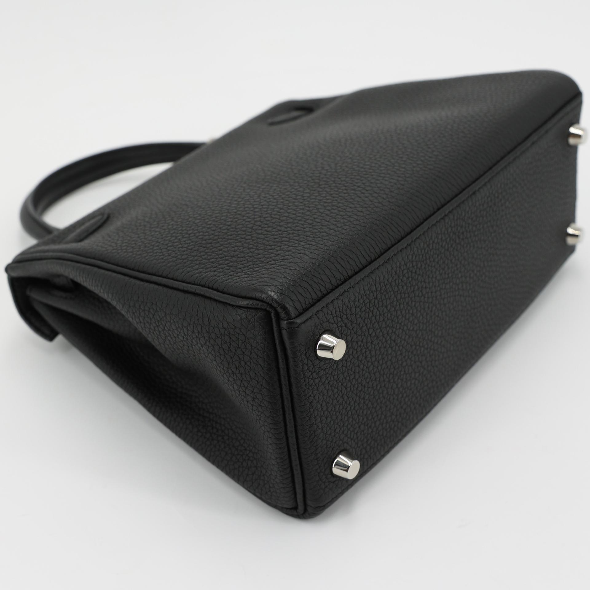 Very Good ( Rank A) HERMÈS Kelly 25 Black (89) Togo Palladium hardware C (2018) - 6