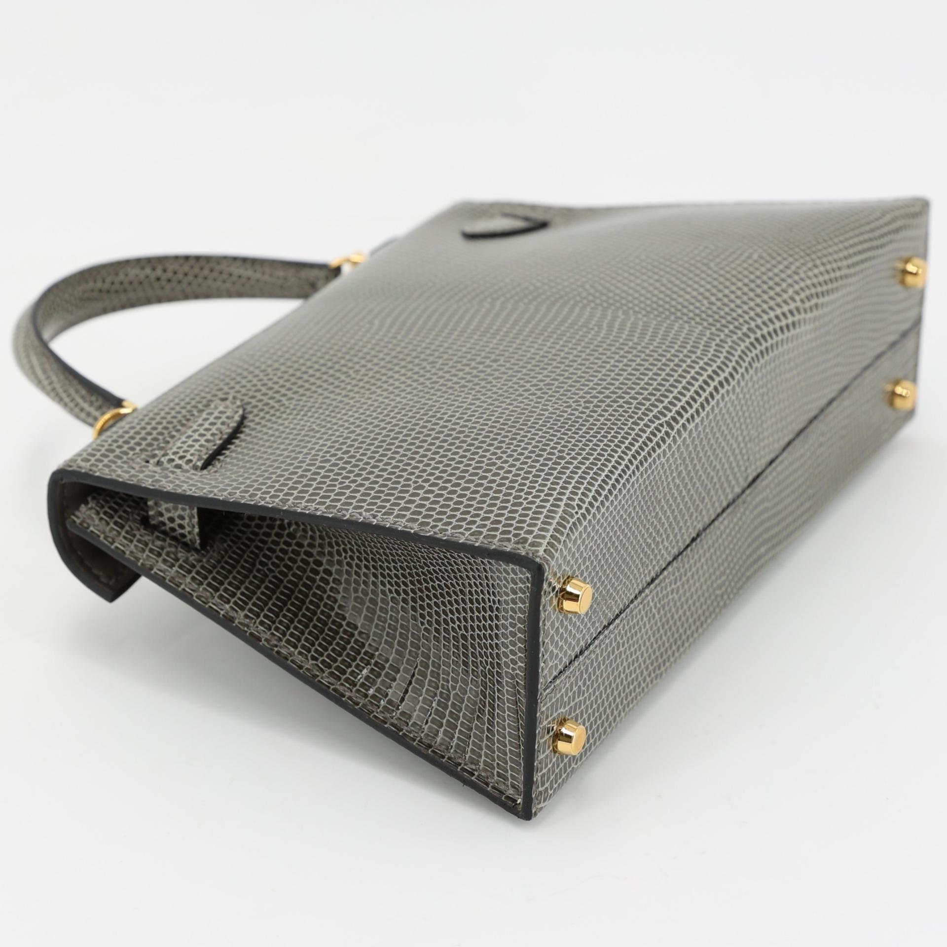 Unused ( Rank NS ) HERMÈS Mini Kelly II Gris Fonce (84) Lizard Shiny Niloticus Crocodile Gold hardware U (2022) - 6
