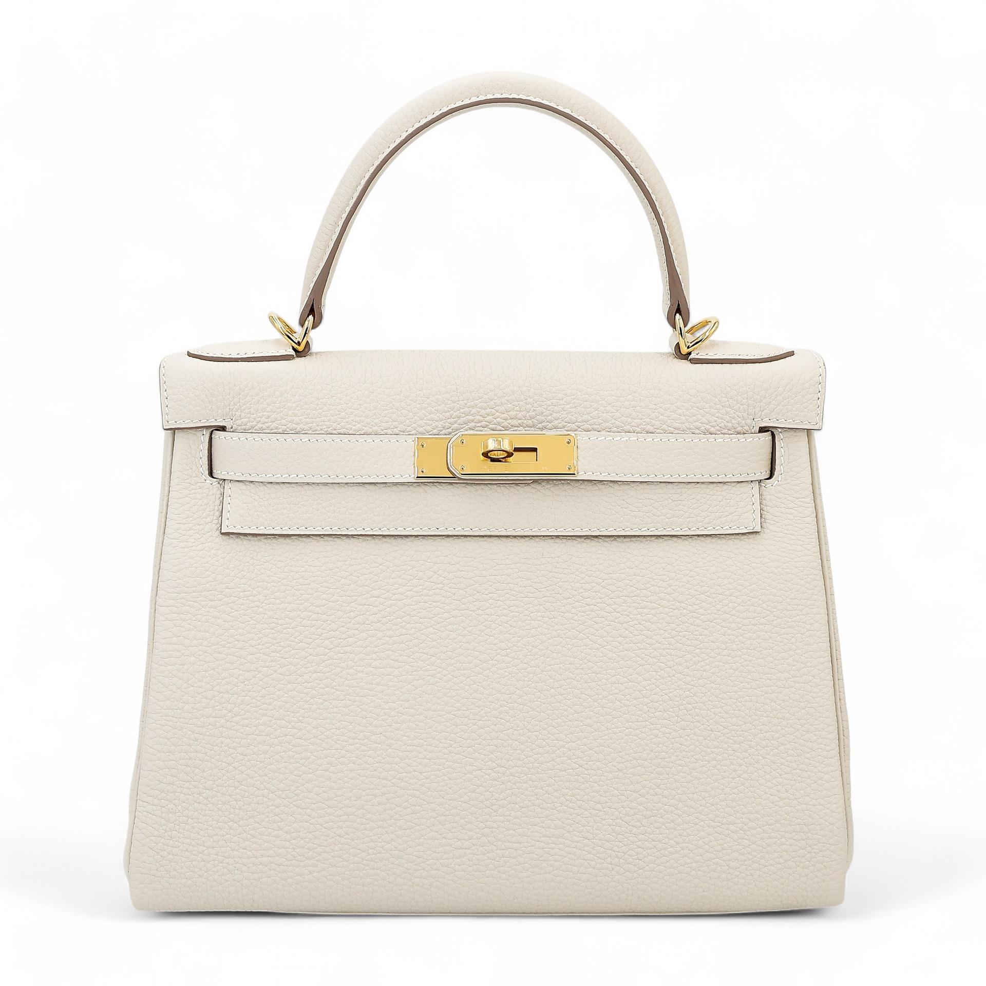 Brand New ( Rank N ) HERMÈS Kelly 28 Craie (10) Togo Gold hardware W (2024) - 1