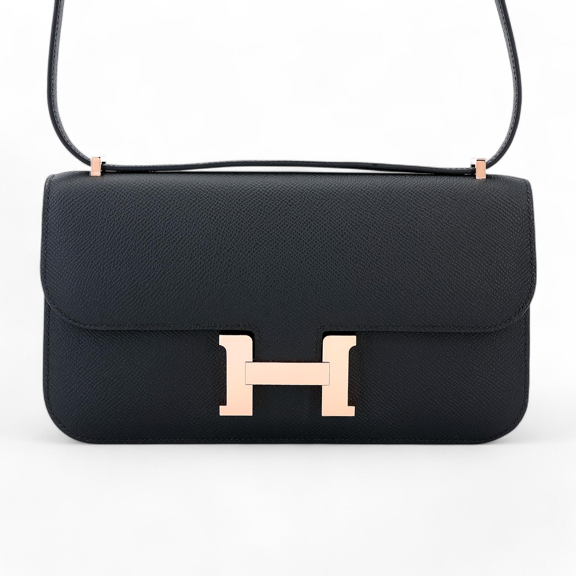 Unused ( Rank NS ) HERMÈS Constance Elan 2024 Black (89) Epsom Rose Gold hardware W (2024) - 1