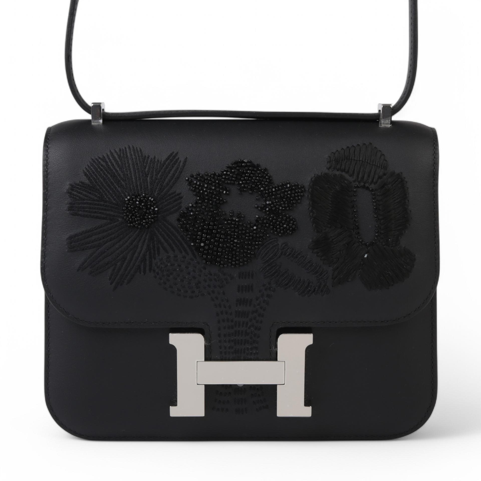 Brand New ( Rank N )  HERMÈS  Constance Mini Black (89) Swift Palladium hardware W (2024) - 1