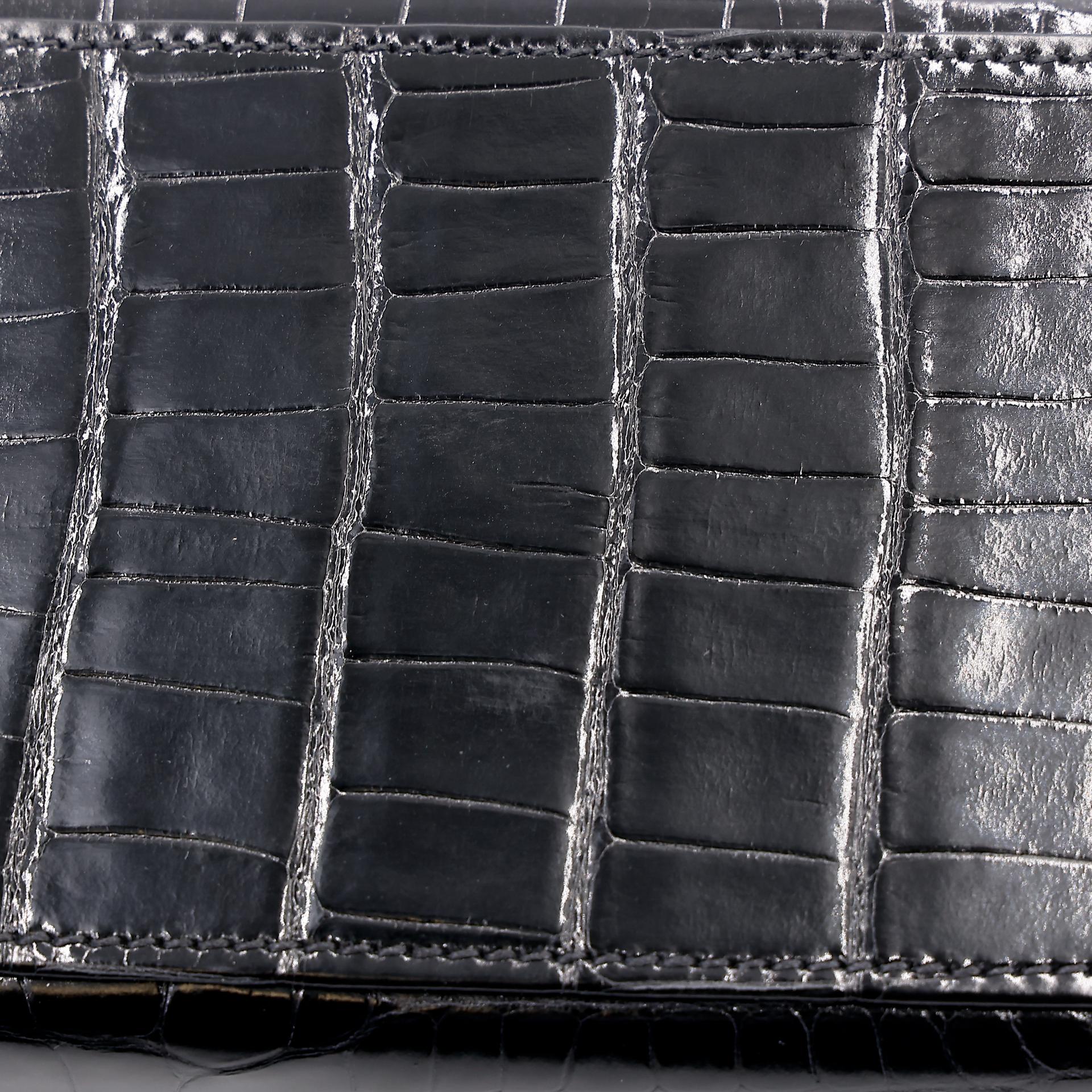 Excellent ( Rank SA ) HERMÈS Kelly 25 Sellier Black (89) Alligator Gold hardware Z (2021) - 9