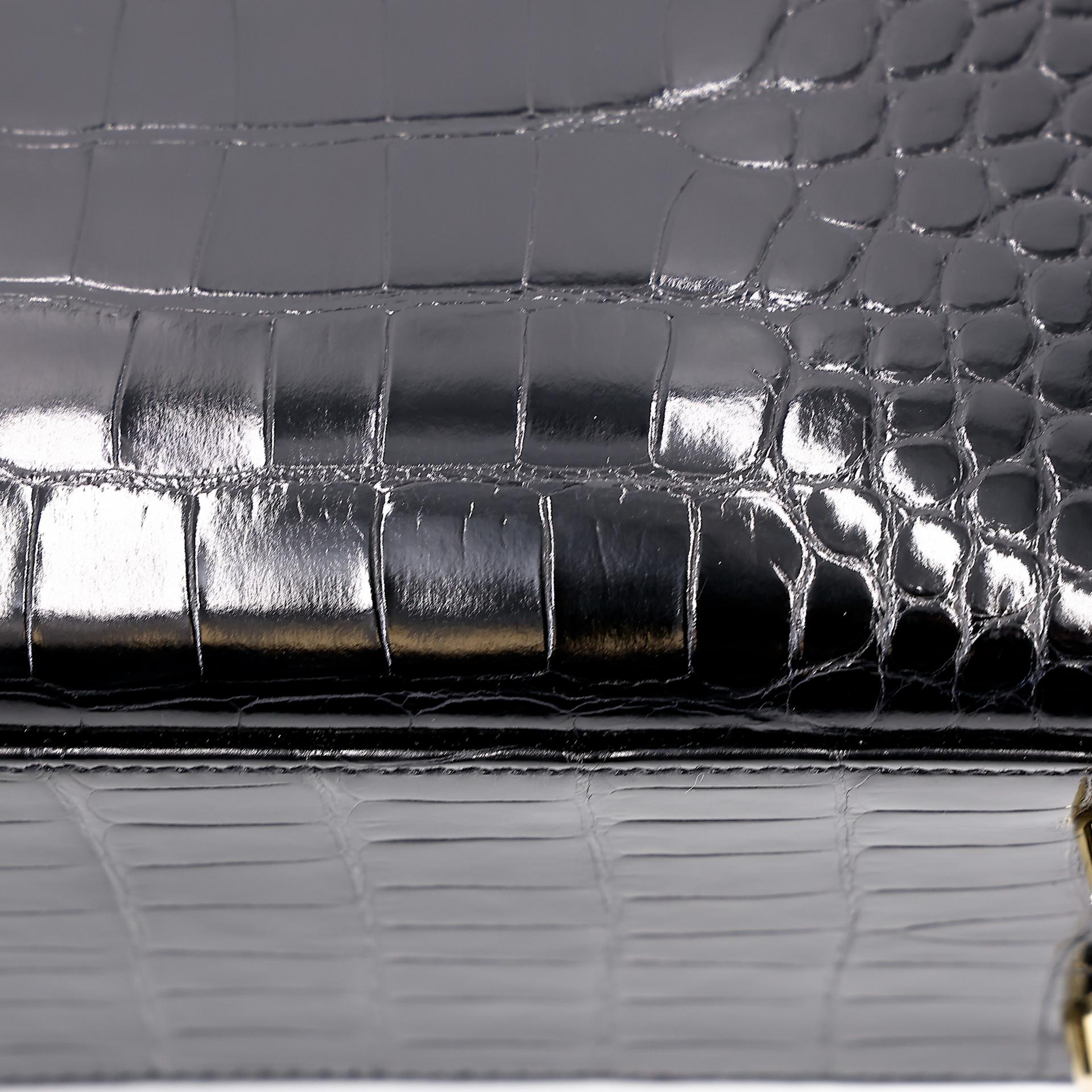 Excellent ( Rank SA ) HERMÈS Kelly 25 Sellier Black (89) Alligator Gold hardware Z (2021) - 14