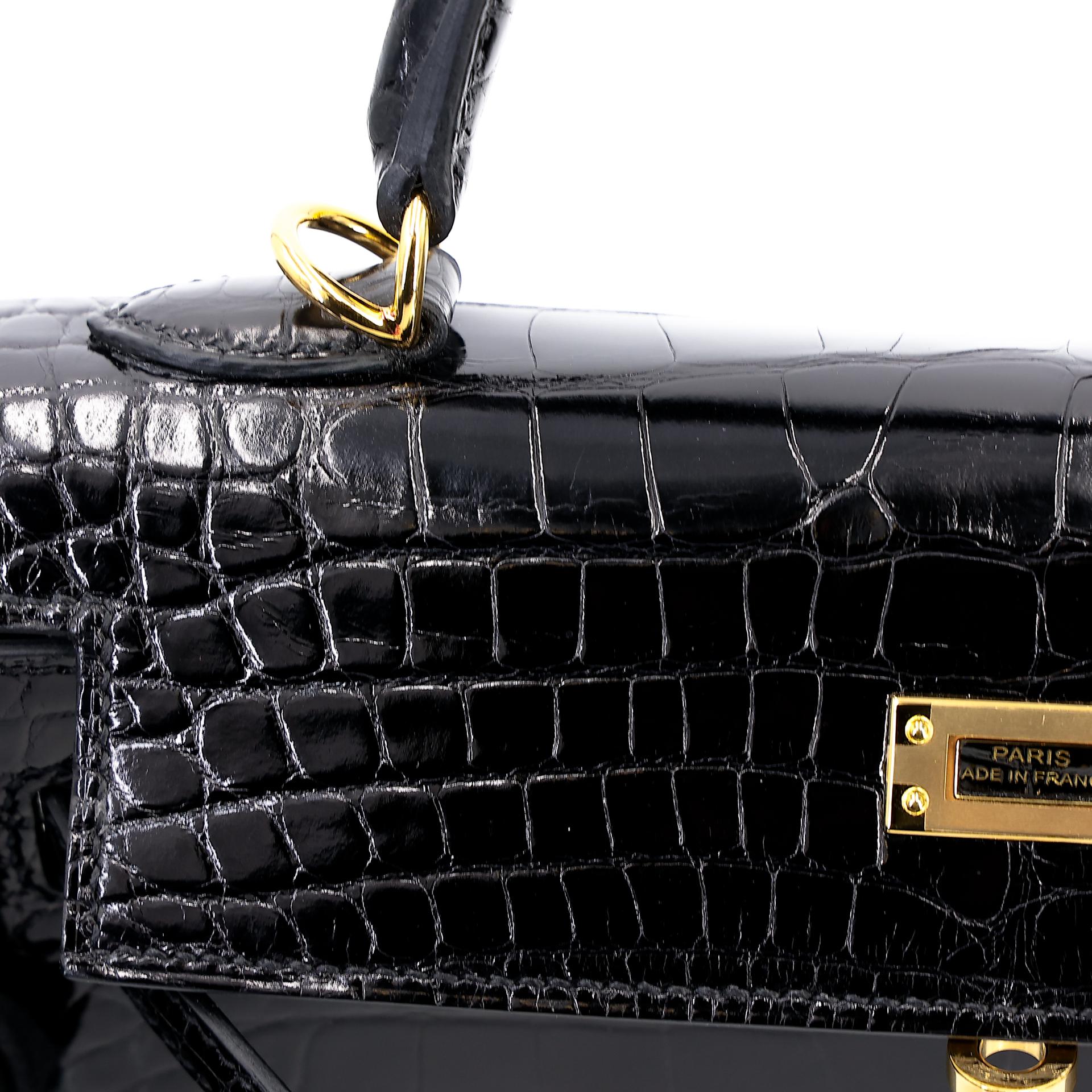 Excellent ( Rank SA ) HERMÈS Kelly 25 Sellier Black (89) Alligator Gold hardware Z (2021) - 25