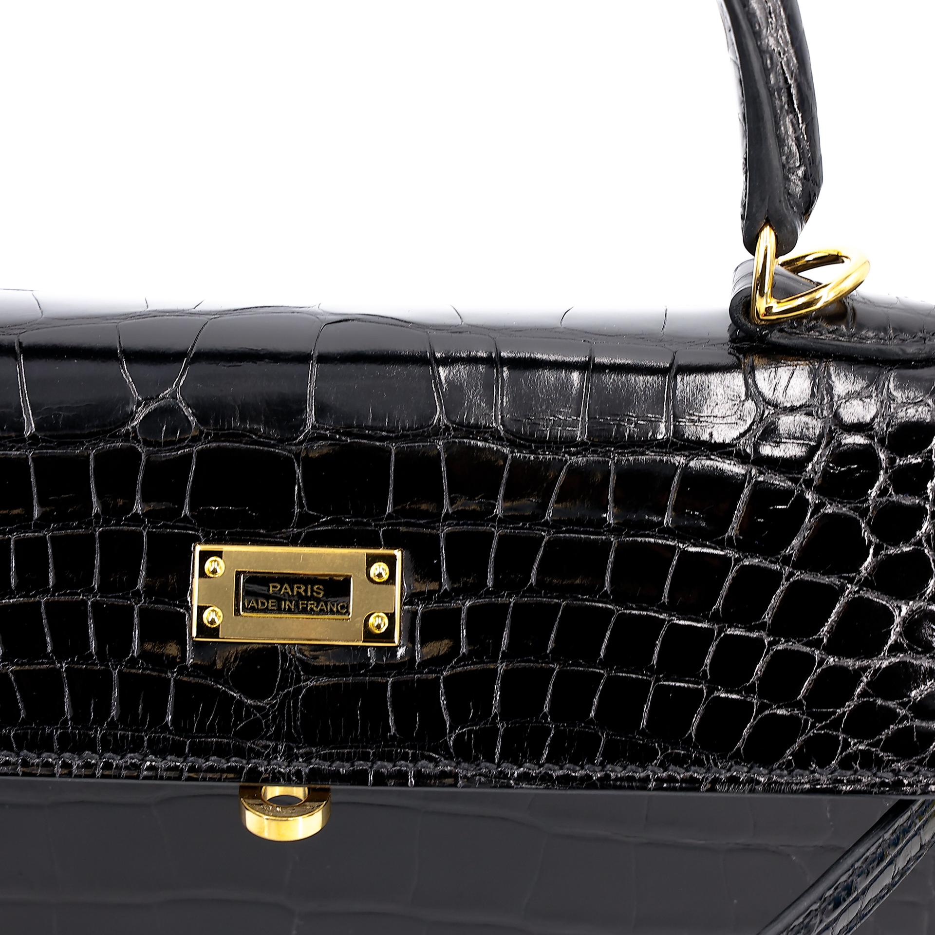 Excellent ( Rank SA ) HERMÈS Kelly 25 Sellier Black (89) Alligator Gold hardware Z (2021) - 26