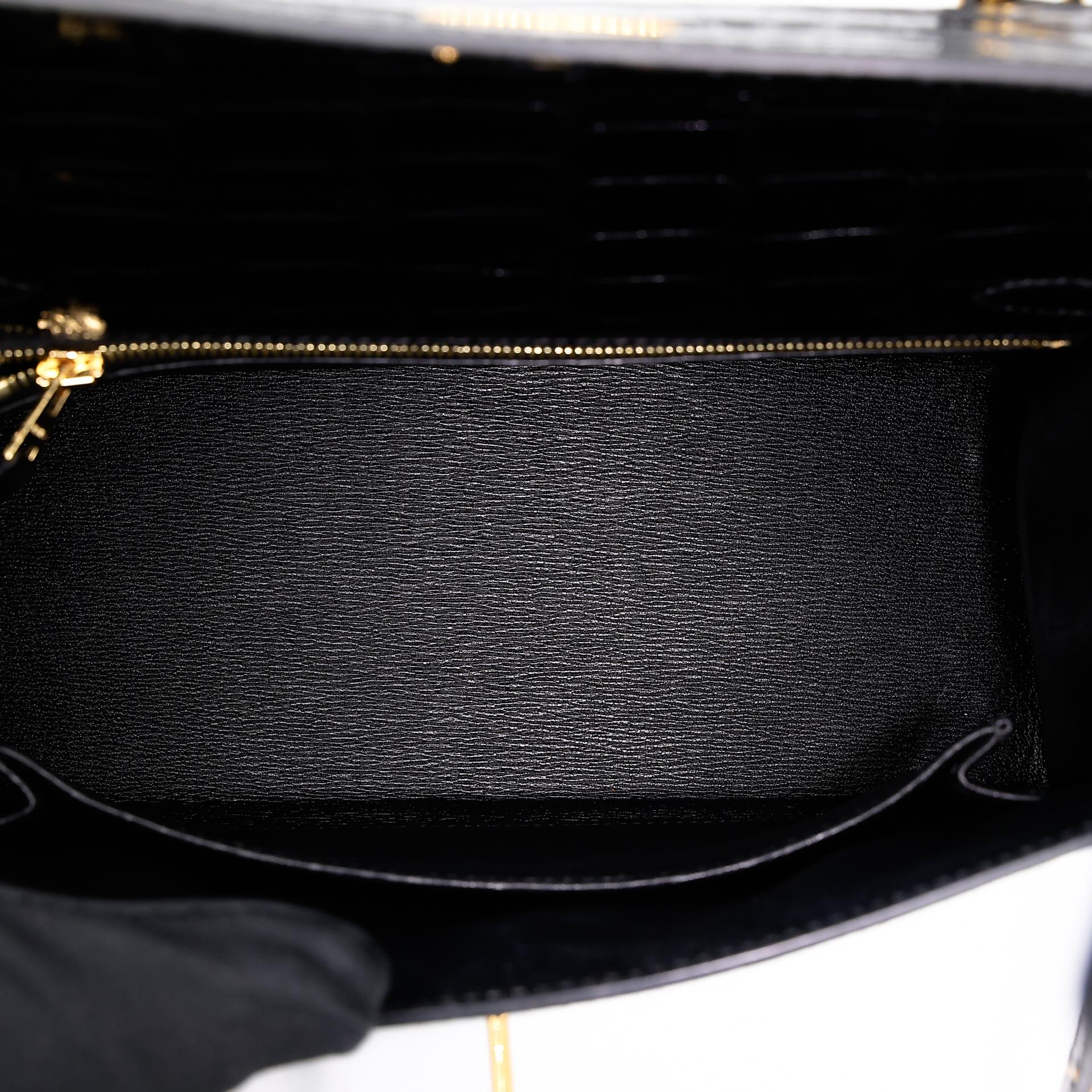 Excellent ( Rank SA ) HERMÈS Kelly 25 Sellier Black (89) Alligator Gold hardware Z (2021) - 33
