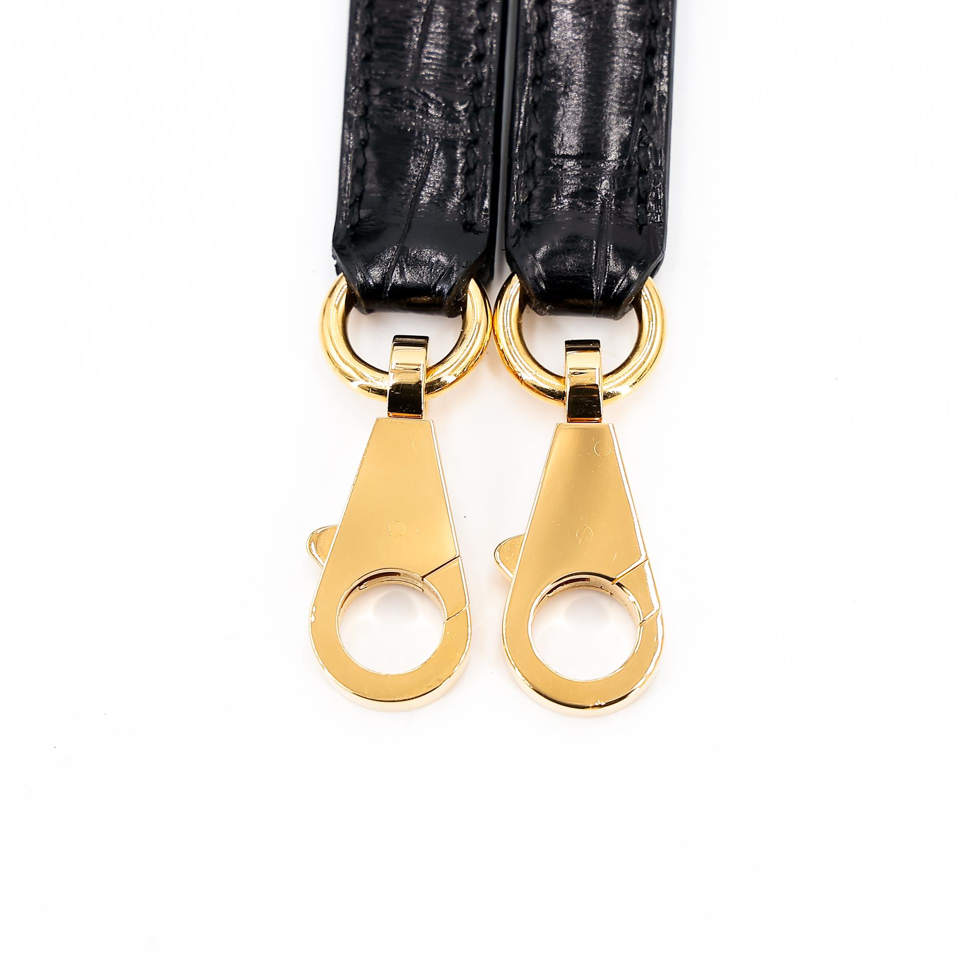 Excellent ( Rank SA ) HERMÈS Kelly 25 Sellier Black (89) Alligator Gold hardware Z (2021) - 36