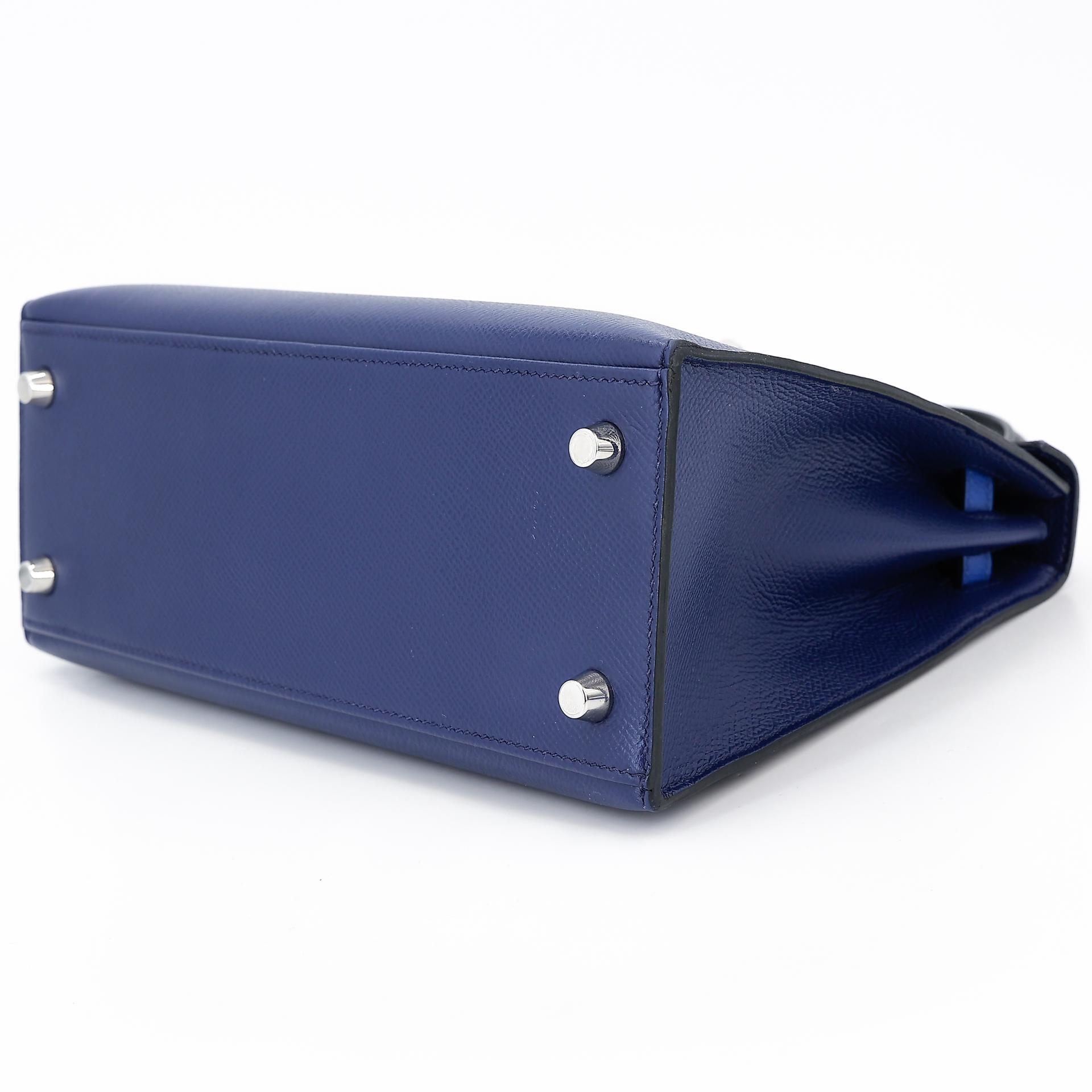 Good ( Rank AB) HERMÈS Kelly 25 Sellier Tri-color Bleu France (71) Bleu Saphir (73) Black (89) Epsom Palladium hardware Z (2021) - 4