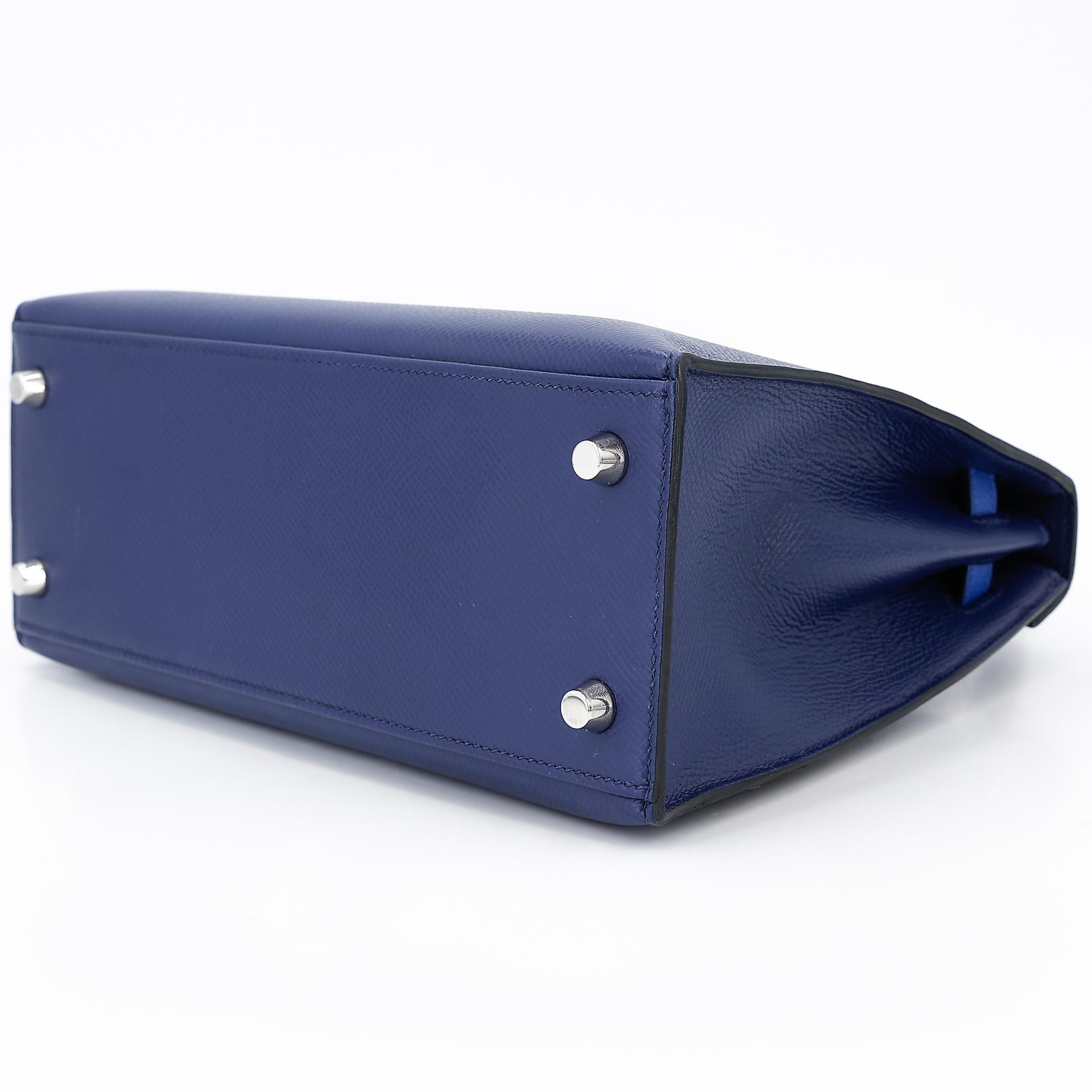 Good ( Rank AB) HERMÈS Kelly 25 Sellier Tri-color Bleu France (71) Bleu Saphir (73) Black (89) Epsom Palladium hardware Z (2021) - 6