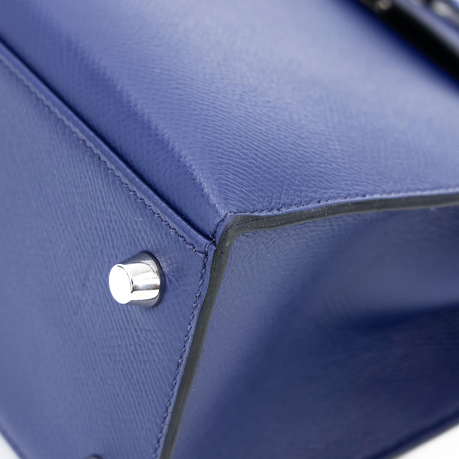Good ( Rank AB) HERMÈS Kelly 25 Sellier Tri-color Bleu France (71) Bleu Saphir (73) Black (89) Epsom Palladium hardware Z (2021) - 8