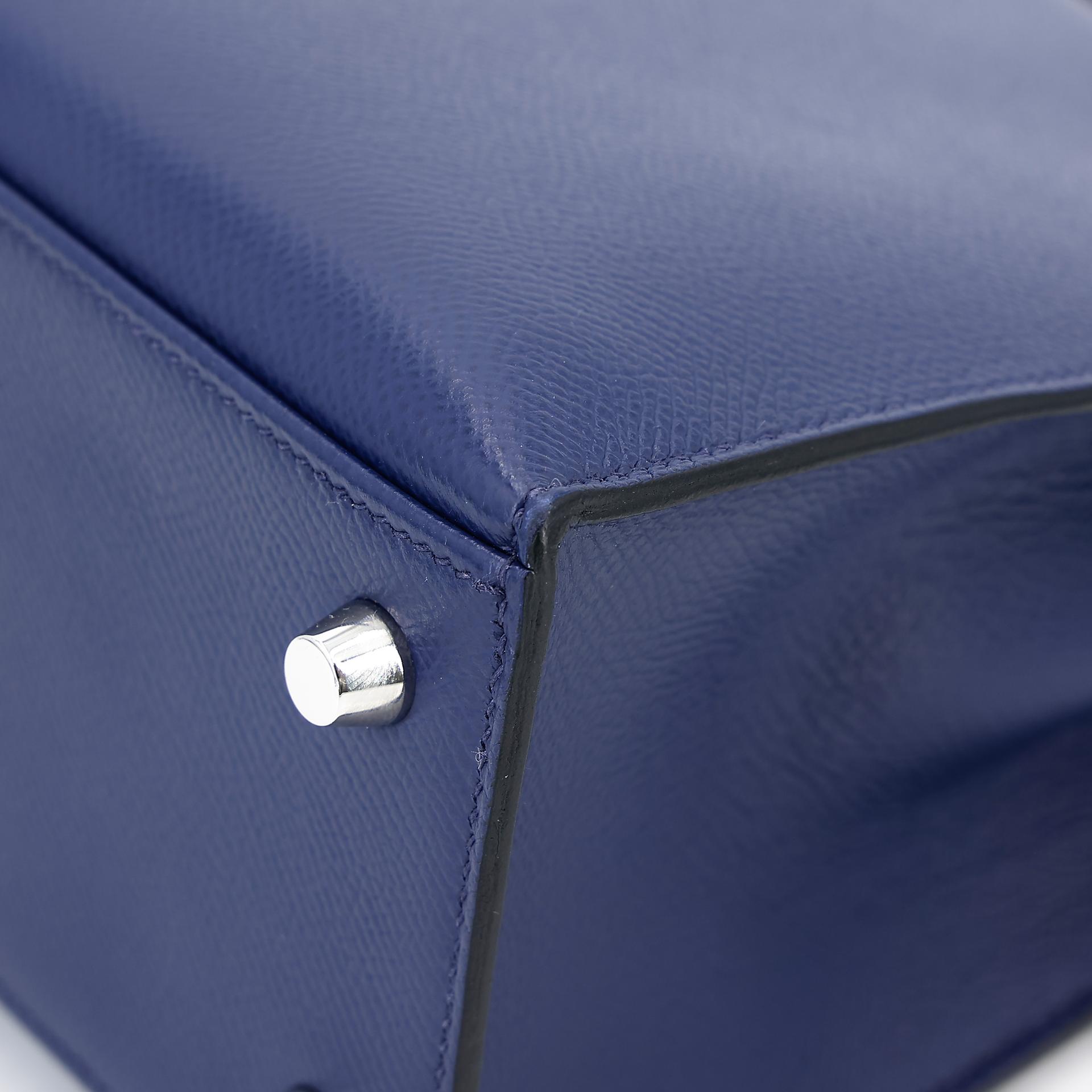 Good ( Rank AB) HERMÈS Kelly 25 Sellier Tri-color Bleu France (71) Bleu Saphir (73) Black (89) Epsom Palladium hardware Z (2021) - 10